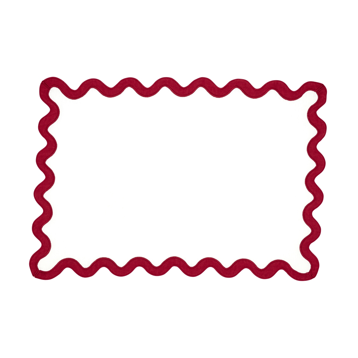 Picture of Saro Lifestyle 2412.R1319B 13 x 19 in. Oblong 100 Percentage Linen Eco Scallop Border Placemat, Red - Set of 4