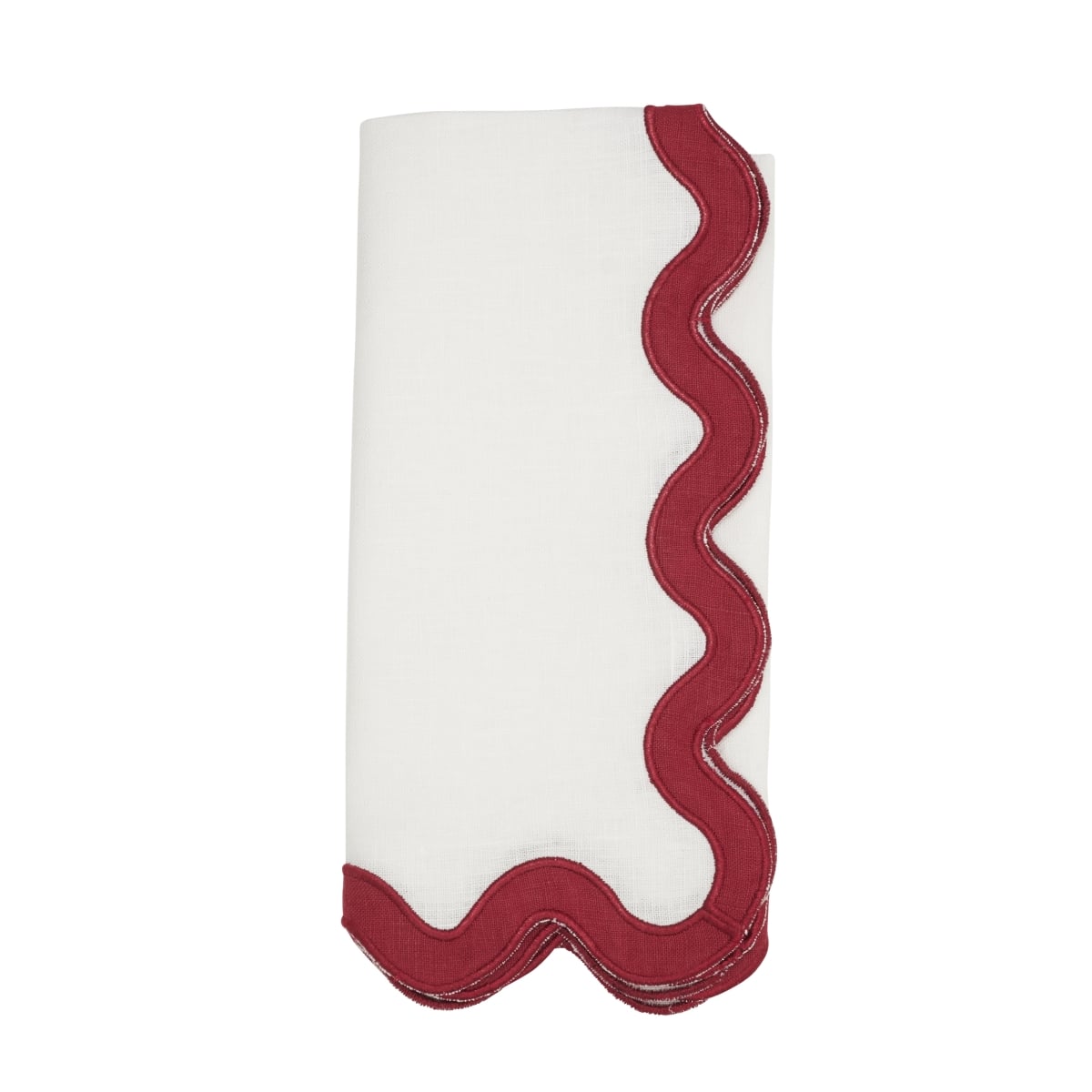 Picture of Saro Lifestyle 2412.R20S 20 in. Square 100 Percentage Linen Soft Hue Scallop Napkin, Red - Set of 4