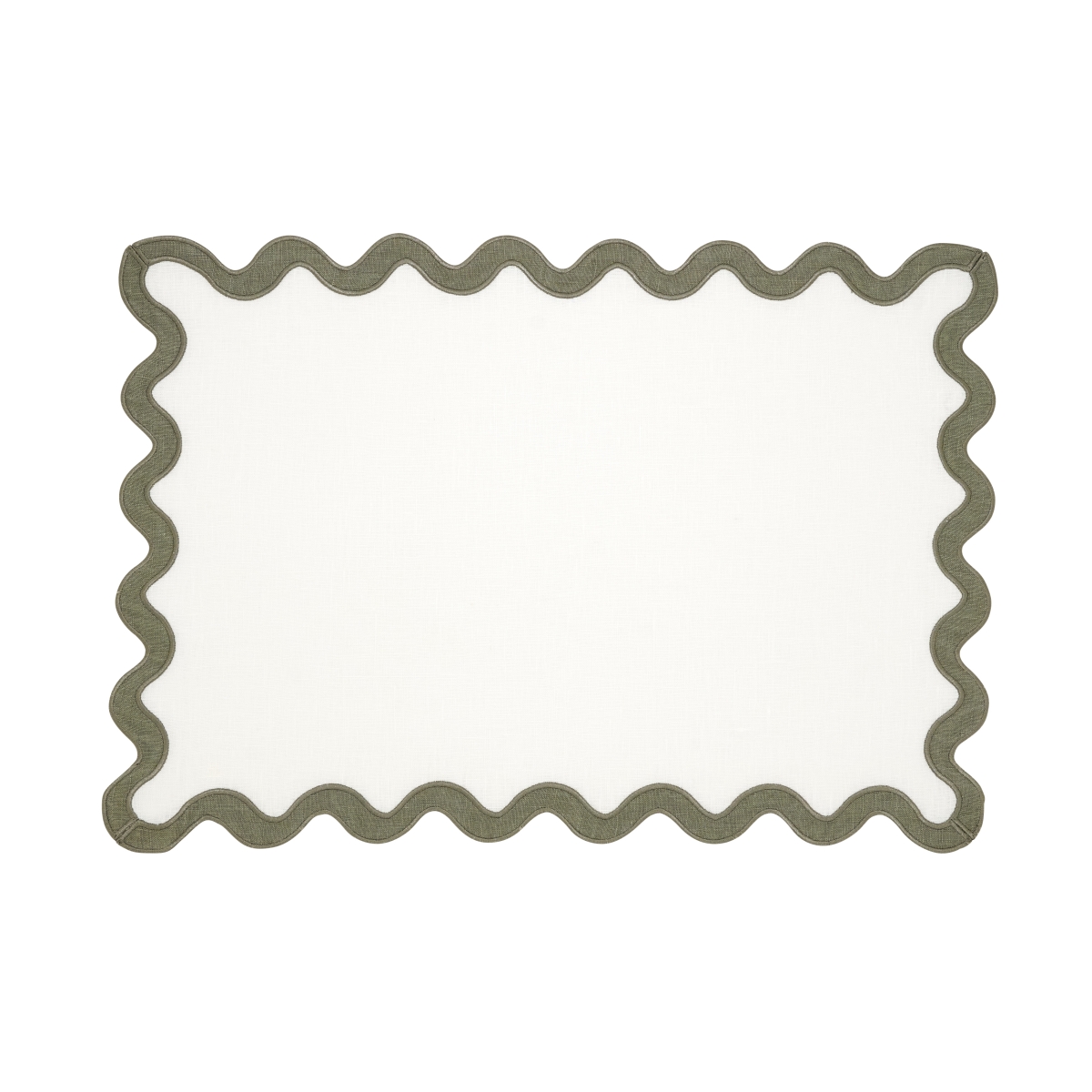 Picture of Saro Lifestyle 2412.OL1319B 13 x 19 in. Oblong 100 Percentage Linen Eco Scallop Border Placemat, Olive - Set of 4