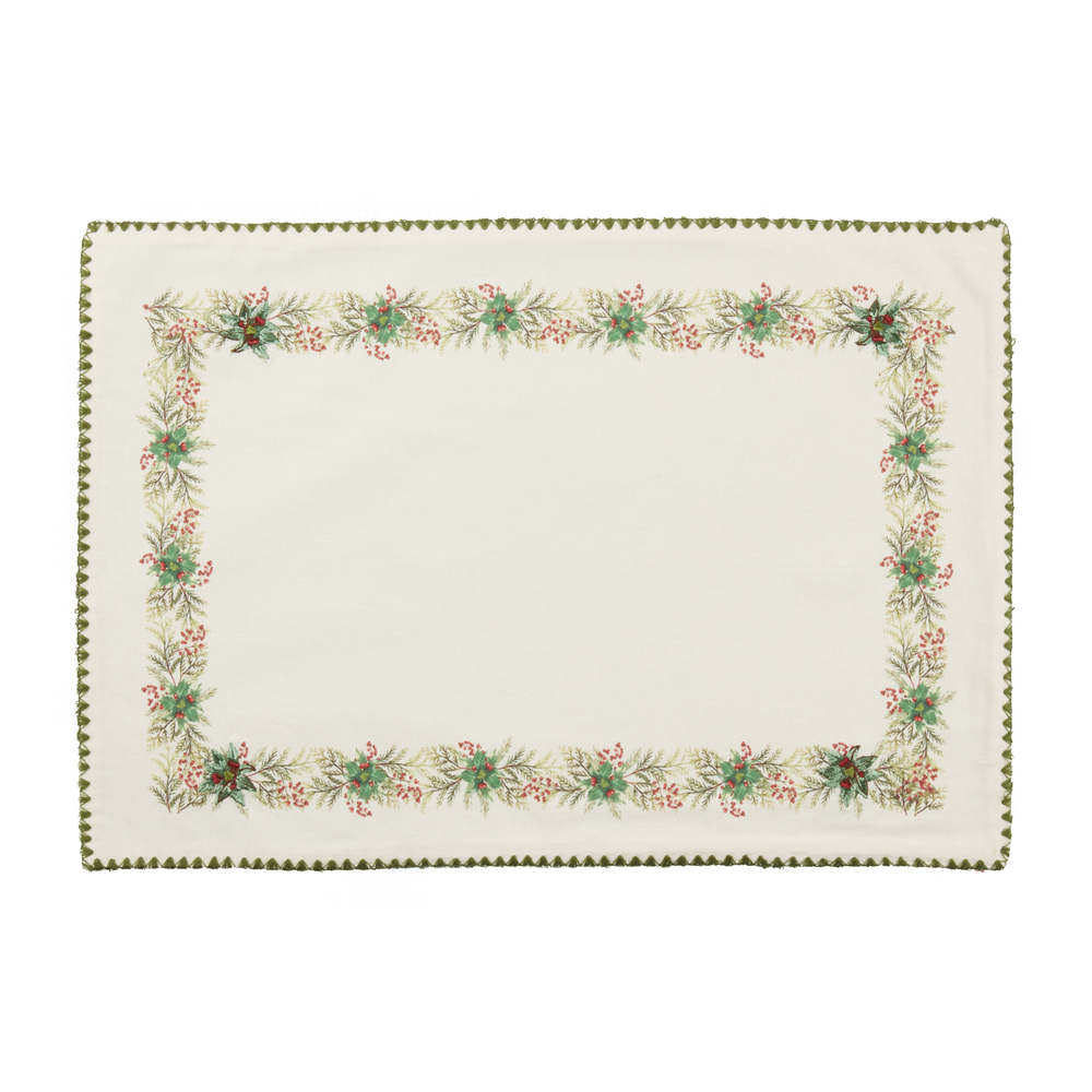 Picture of Saro Lifestyle 5752.G1319B 13 x 19 in. Oblong Holly Placemat, Green - Set of 4