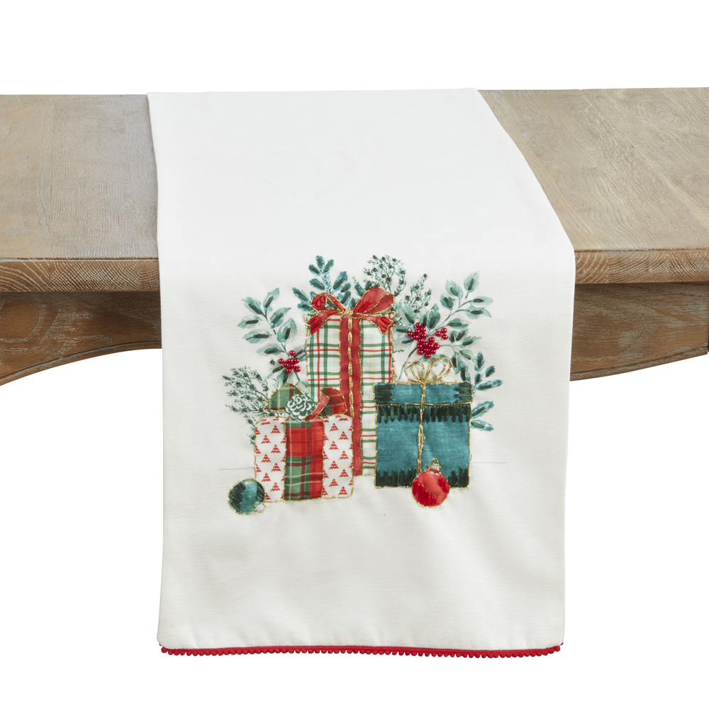 Picture of Saro Lifestyle 3318.M1672B 16 x 72 in. Oblong Christmas Gifts Table Runner, Multi Color