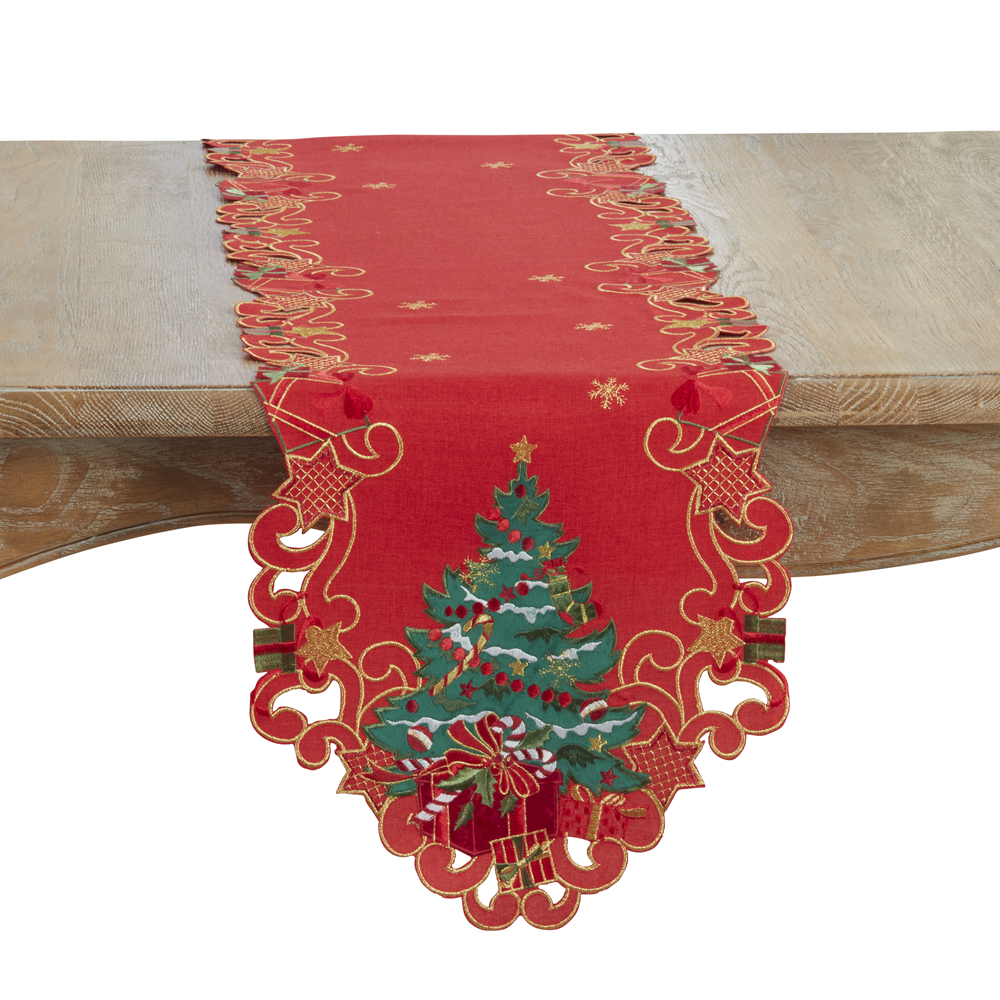 Picture of Saro Lifestyle 3071.W1472B 14 x 72 in. Oblong Christmas Tree Table Runner, White