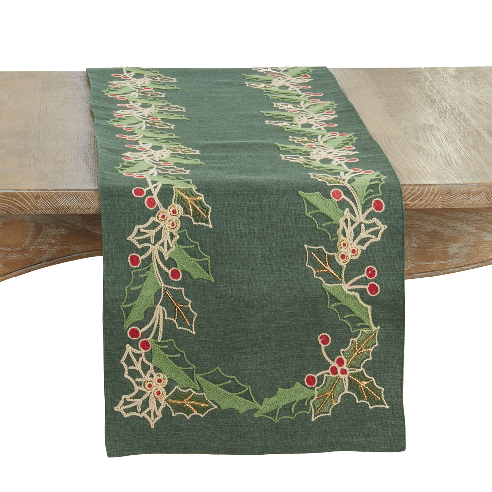 Picture of Saro Lifestyle 3050.G1672B 16 x 72 in. Oblong Holly Table Runner, Green