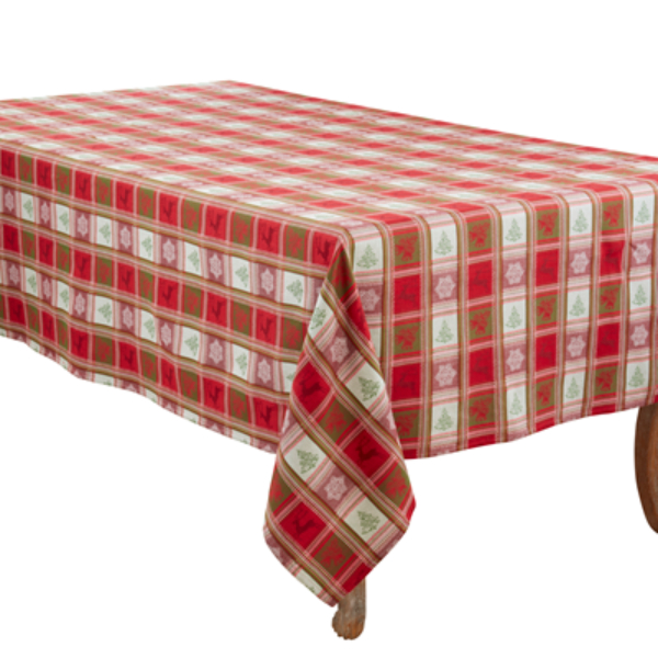 Picture of Saro Lifestyle 1623.R6384B 63 x 84 in. Plaid Jacquard Christmas Tablecloth - Red