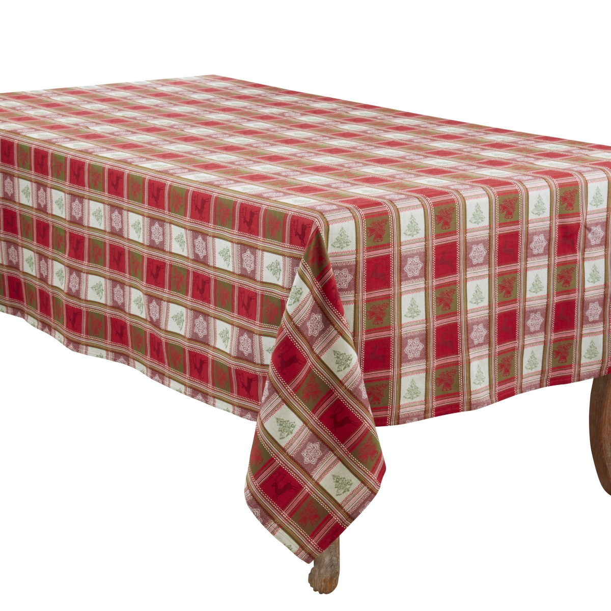 Picture of Saro Lifestyle 1623.R63160B 63 x 160 in. Oblong Plaid Jacquard Christmas Tablecloth - Red