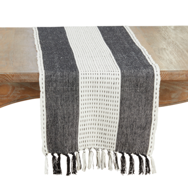Picture of Saro Lifestyle 1175.NB1672B Stitched Banded Table Runner - Navy Blue
