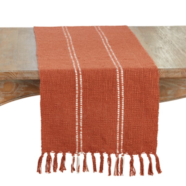Picture of Saro Lifestyle 3711.BK1672B Stitched Line Table Runner - Black