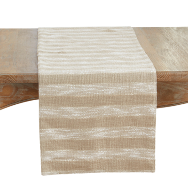 Picture of Saro Lifestyle 9211.N1672B Striped Table Runner - Natural