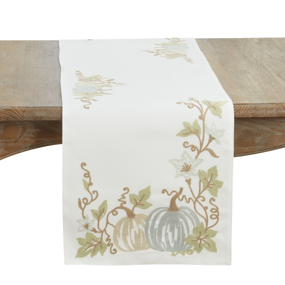 Picture of Saro Lifestyle 7447.I1670B 16 x 70 in. Oblong Pumpkins Table Runner, Ivory