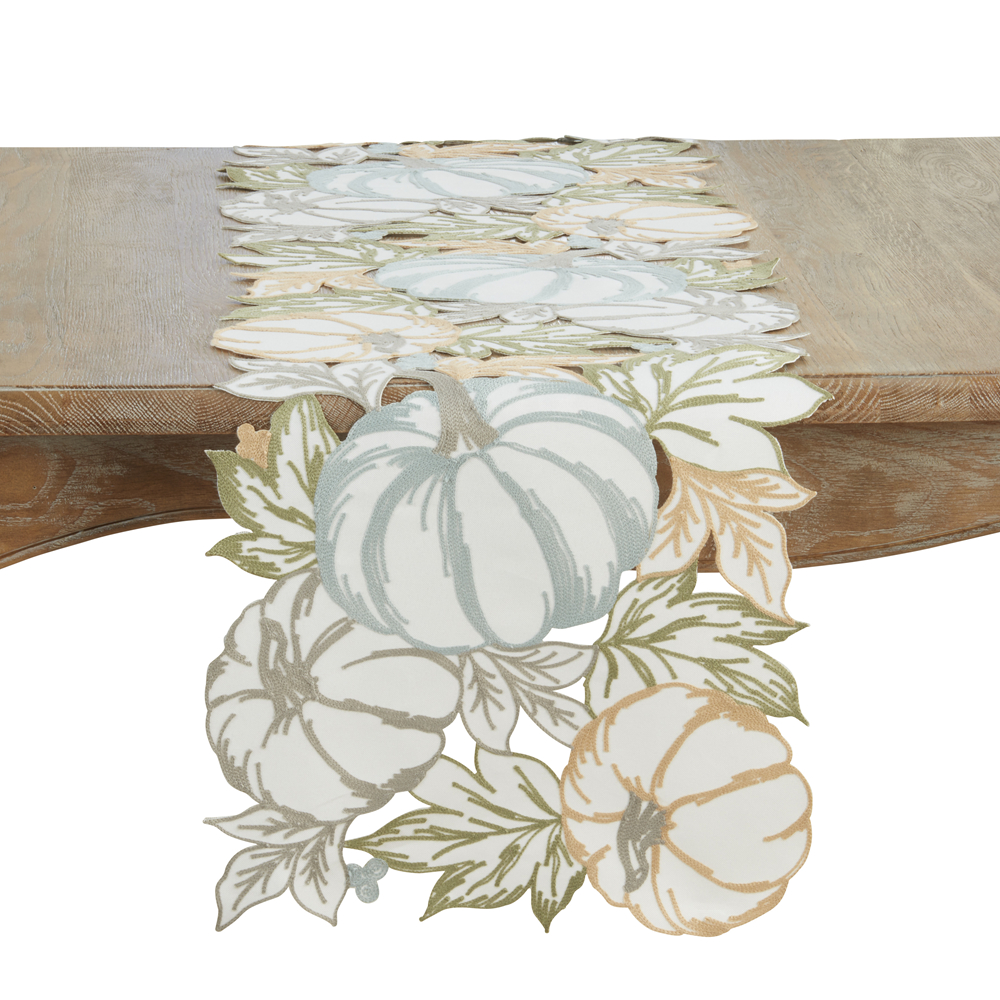 Picture of Saro Lifestyle 9360.M1670B 16 x 70 in. Oblong Pumpkins Cutwork Table Runner, Multi Color
