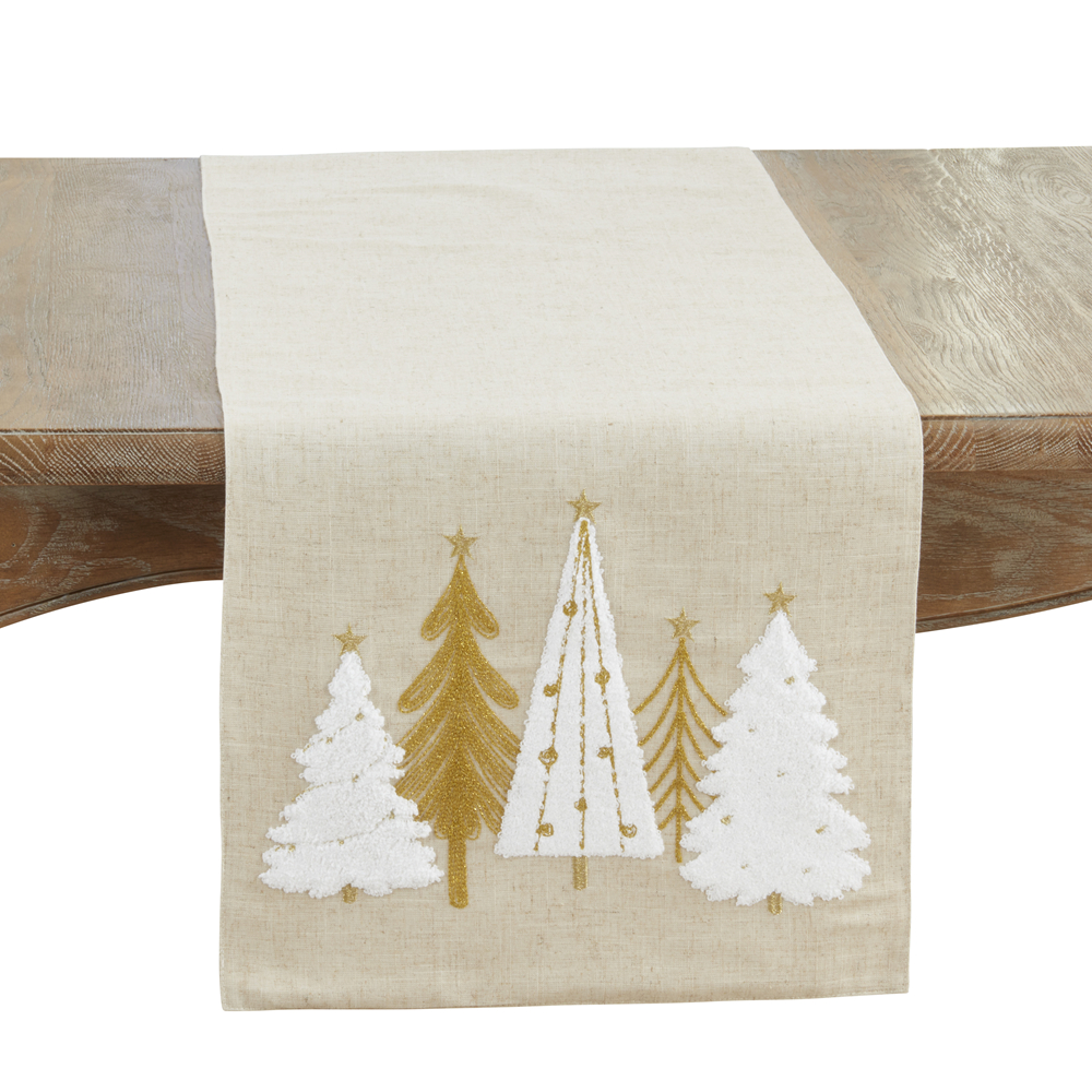 Picture of Saro Lifestyle 4221.N1670B 16 x 70 in. Oblong Christmas Trees Table Runner, Natural