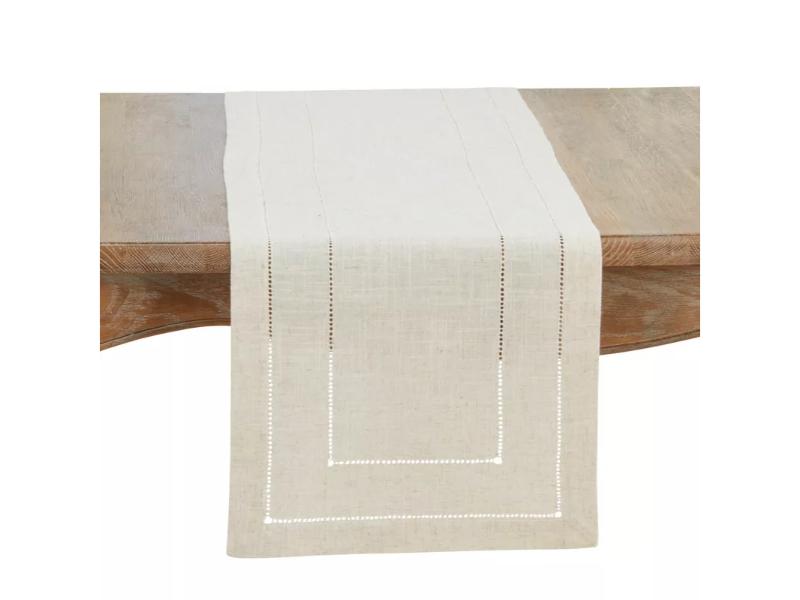 Picture of Saro Lifestyle 741.N1654B 54 x 16 in. Linen Blend Toscana Double Hemstitched Rectangle Table Runner, Natural