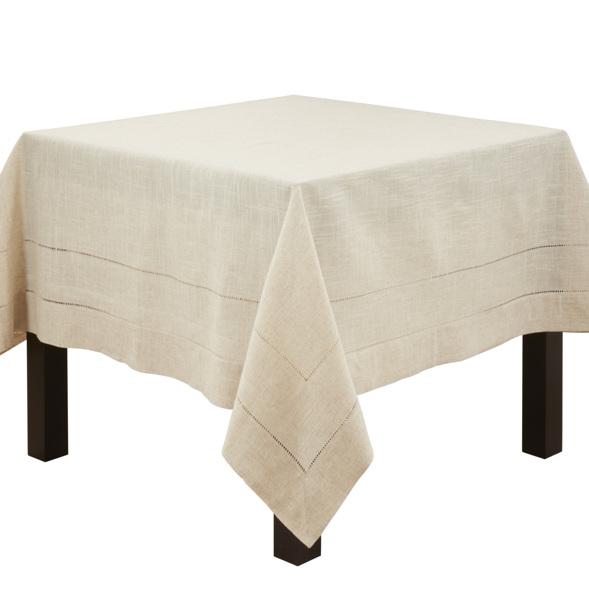 Picture of Saro Lifestyle 741.N90S 90 in. Square Linen Blend Toscana Double Hemstitched Tablecloth - Natural