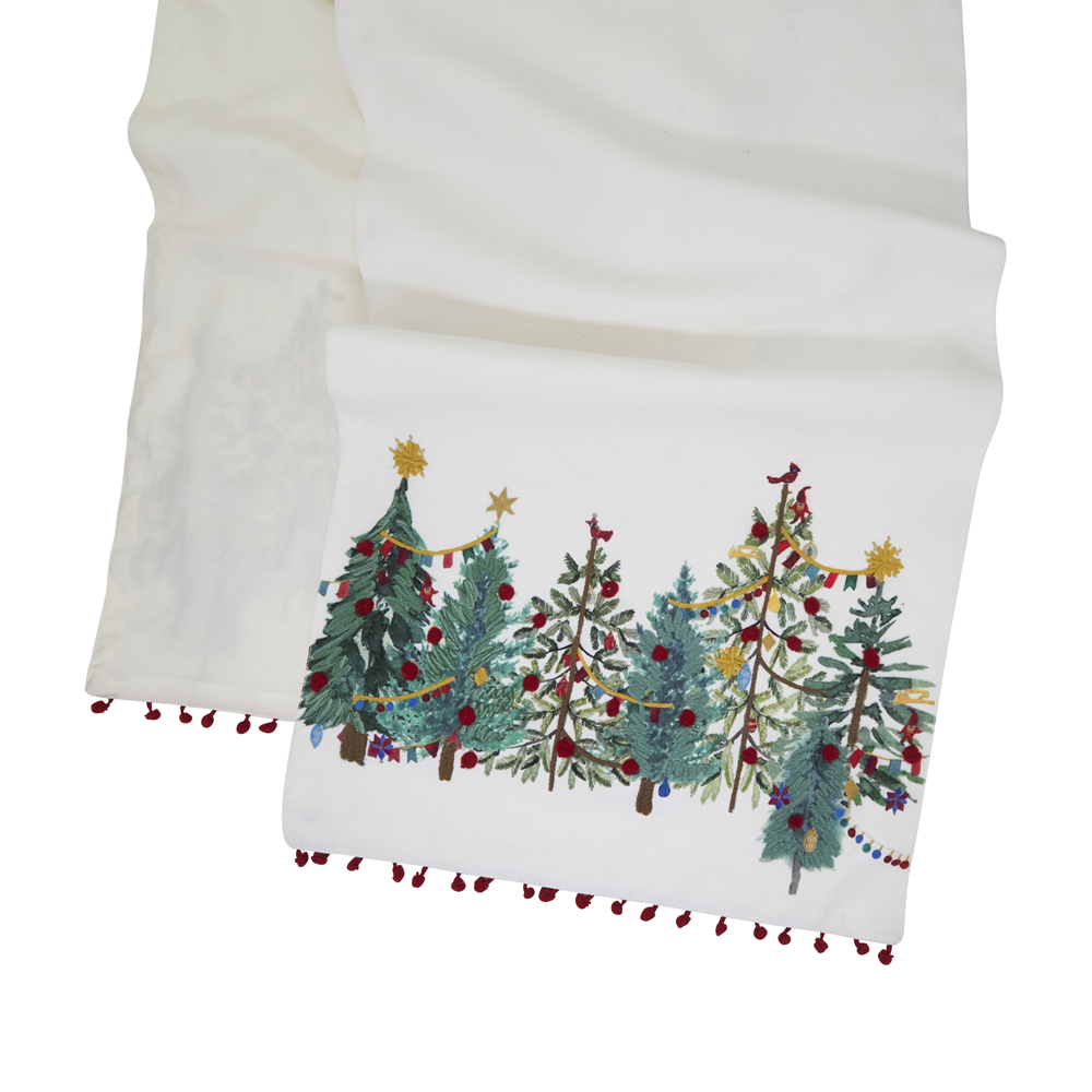 Picture of Saro Lifestyle 7620.M1672B 16 x 72 in. Christmas Trees Oblong Table Runner, Multi Color