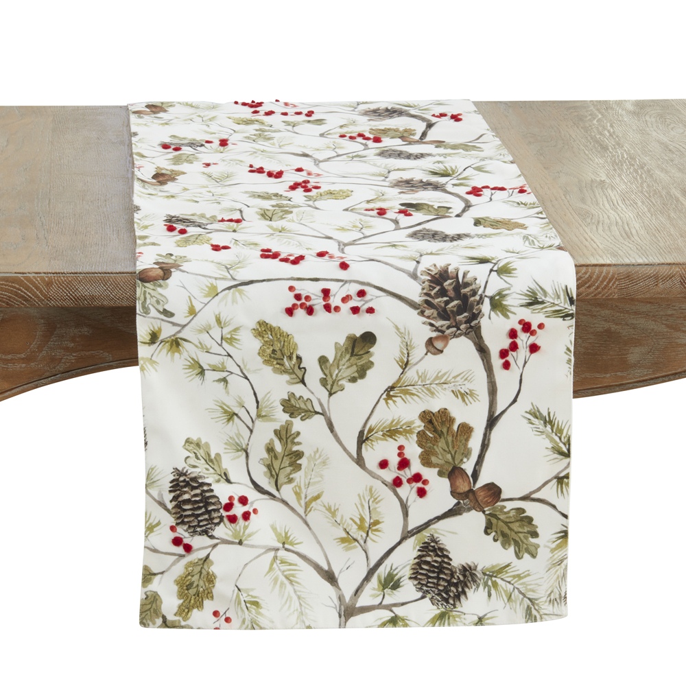 Picture of Saro Lifestyle 7670.M1672B 16 x 72 in. Pinecone & Red Berry Oblong Table Runner, Multi Color