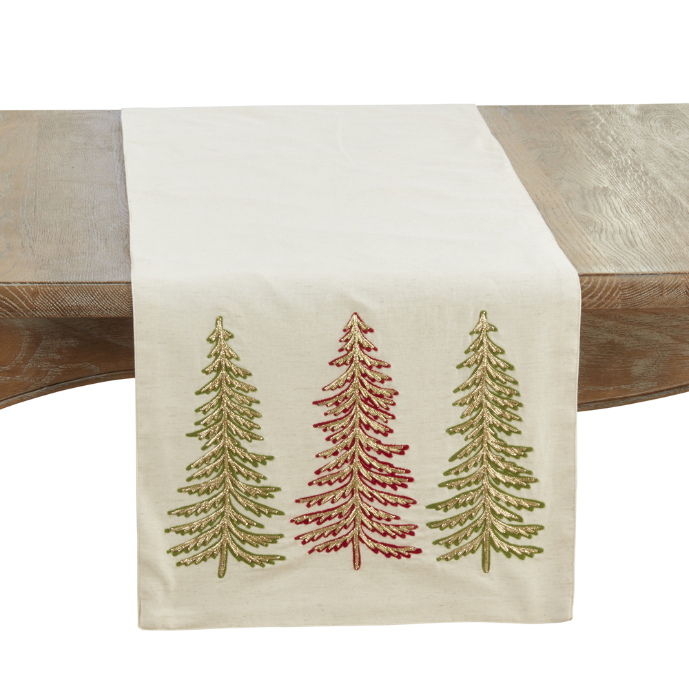 Picture of Saro Lifestyle 2447.N1672B 16 x 72 in. Christmas Trees Oblong Table Runner, Natural