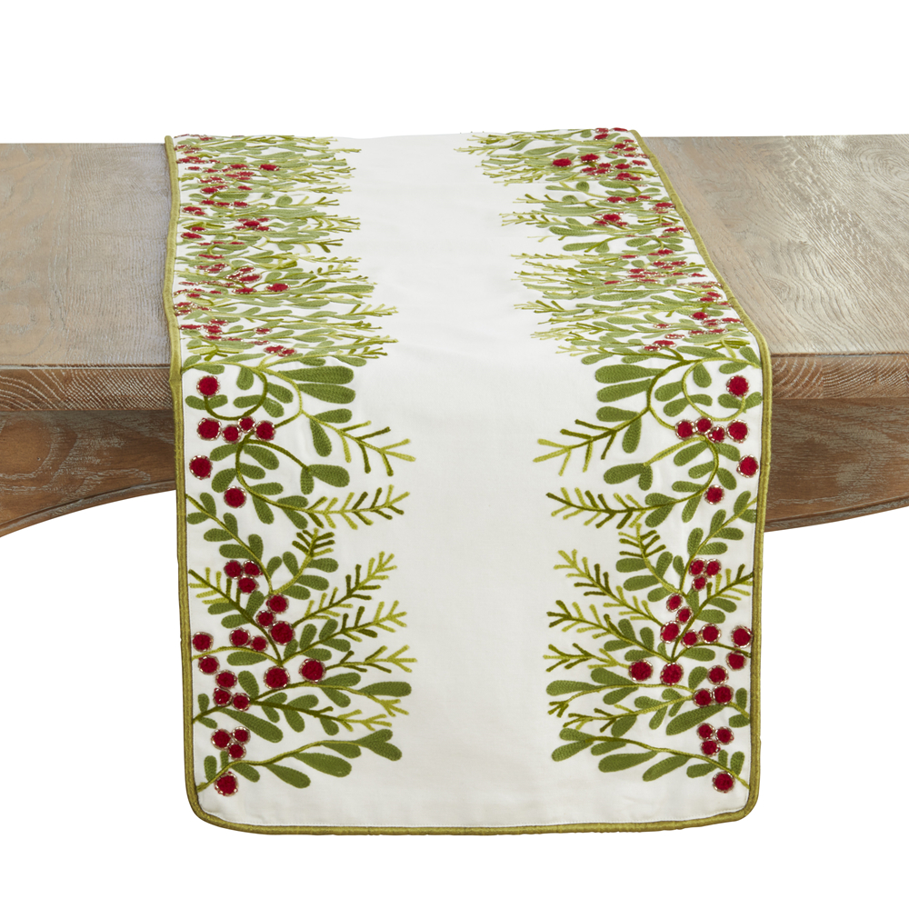 Picture of Saro Lifestyle 2507.G1672B 16 x 72 in. Red Berry Oblong Table Runner, Green