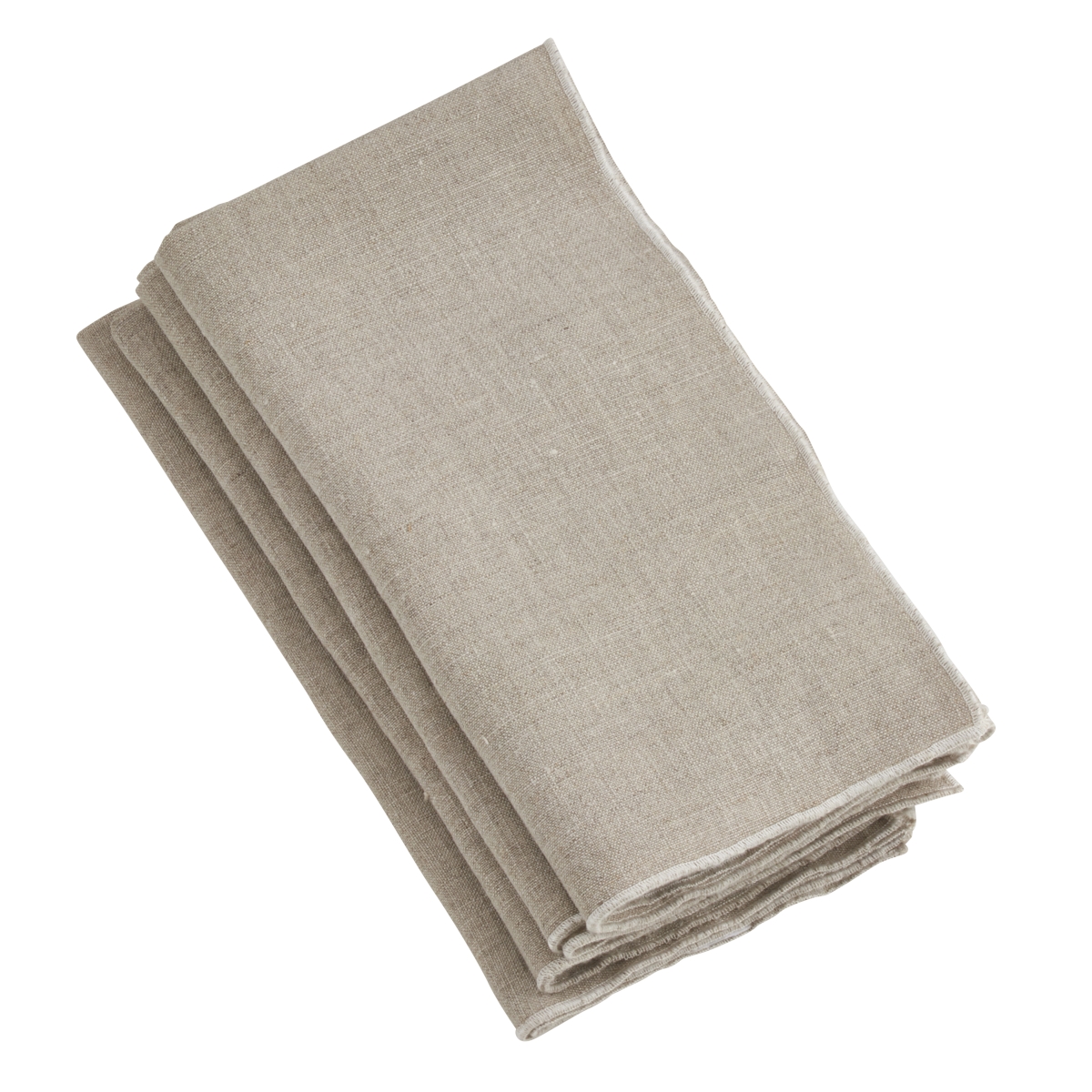 Picture of SARO 1753.N20S 20 in. Square Stonewashed Linen Napkins with Stitched Border Design - Natural  Set of 4