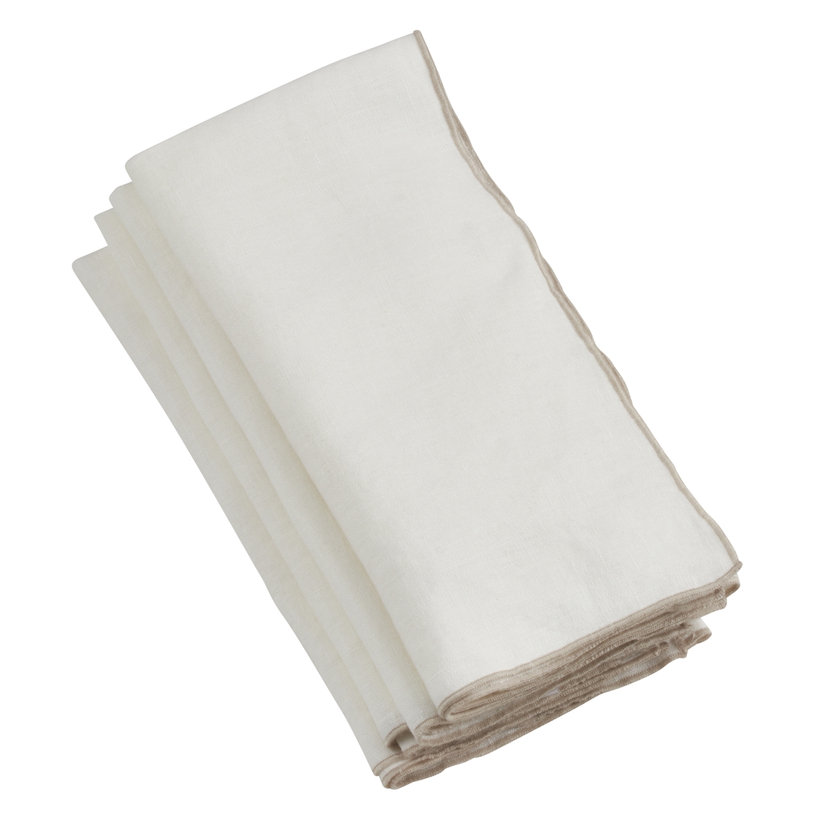 Picture of SARO 1753.I20S 20 in. Square Stonewashed Linen Napkins with Stitched Border Design - Ivory  Set of 4