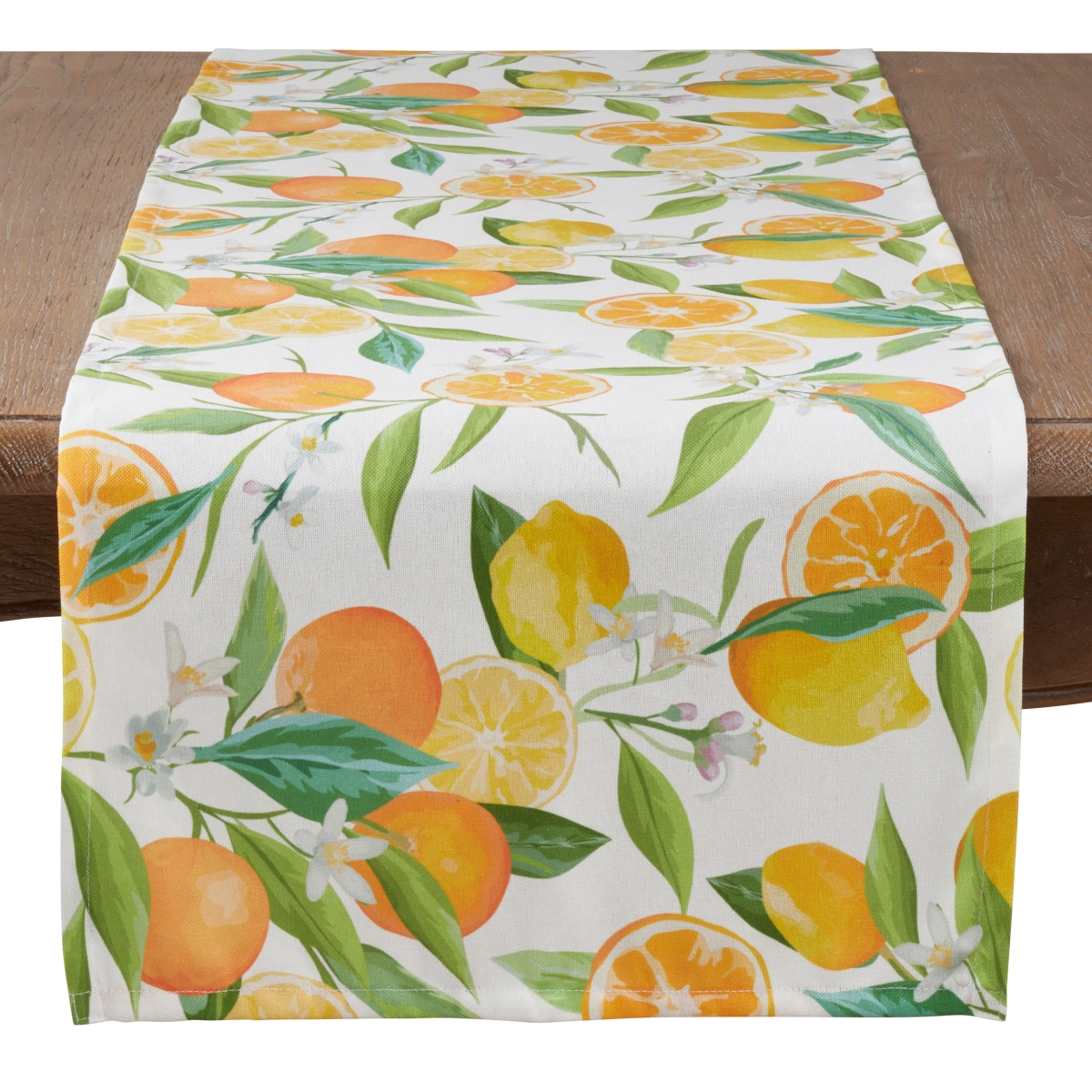 Picture of SARO 6324.M1672B 16 x 72 in. Rectangular Table Runner with Lemon &amp; Orange Print - Multi Color