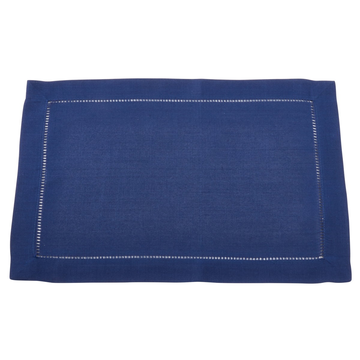 Picture of SARO 6306.NB1420B 14 x 20 in. Rectangular Classic Hemstitch Border Placemat - Navy Blue  Set of 12