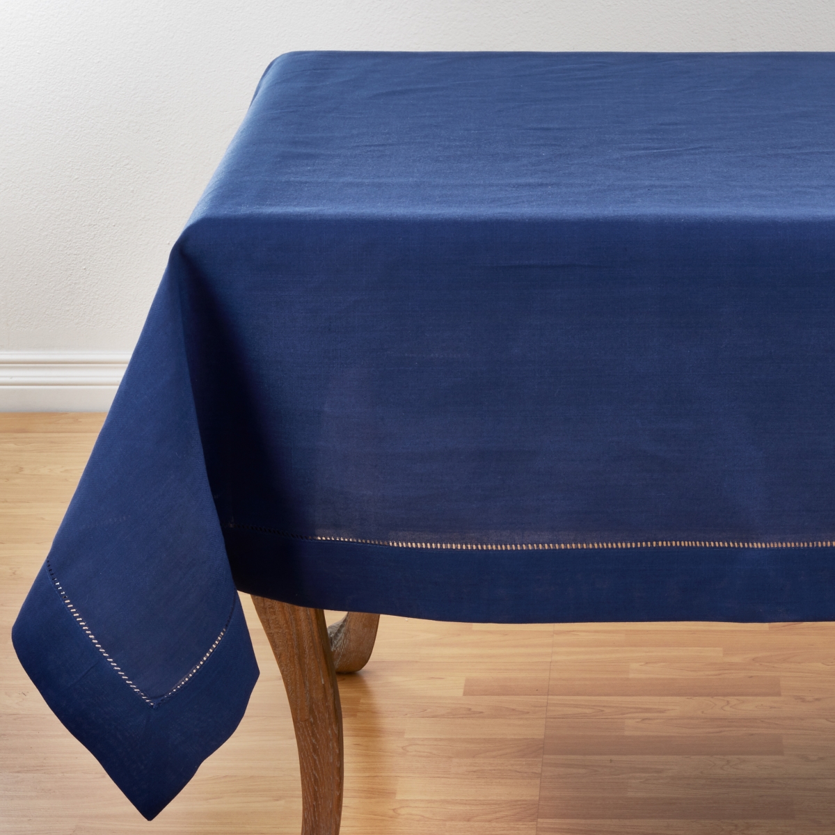 Picture of SARO 6306.NB60S 60 in. Square Classic Hemstitch Border Tablecloth - Navy Blue