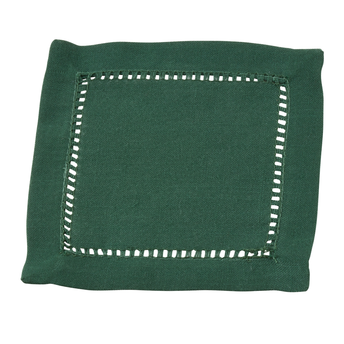 Picture of SARO 6307.JG6S 6 in. Square Classic Hemstitch Border Cocktail Napkin - Jasper Green  Set of 12