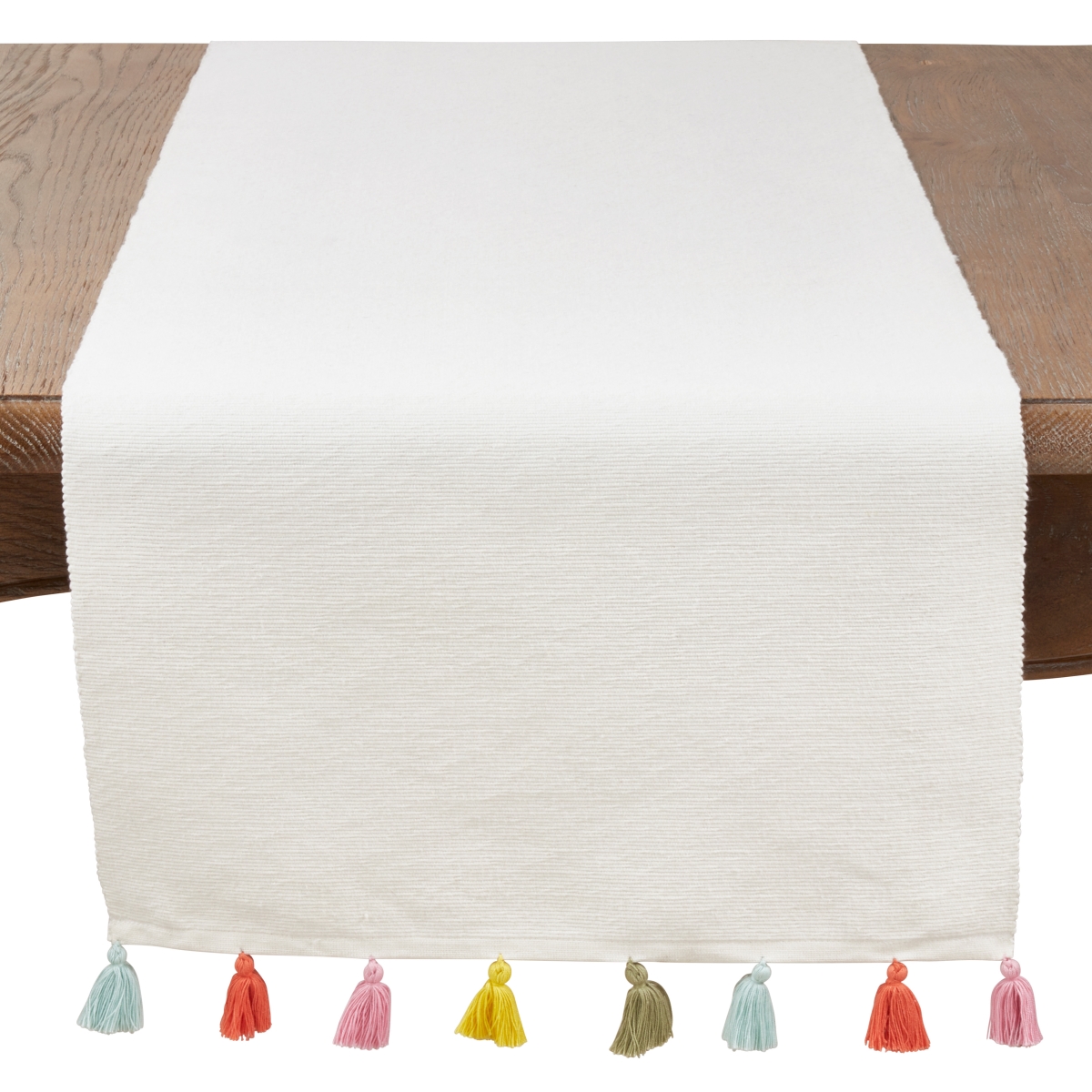Picture of SARO 6263.I1672B 16 x 72 in. Colorburst Tassel Table Runner