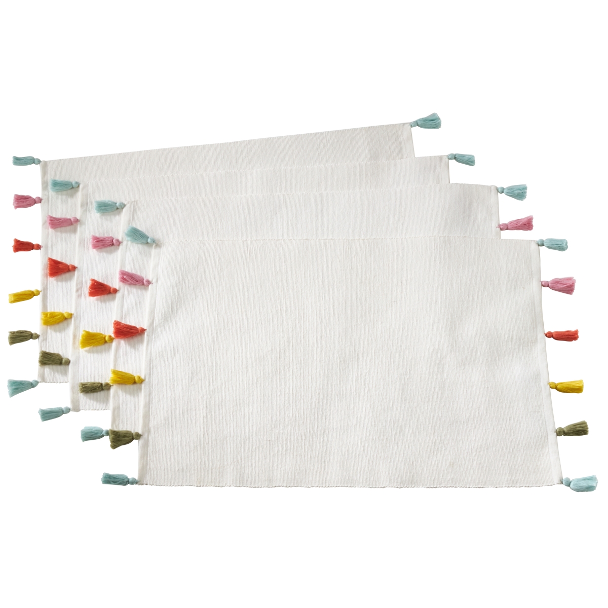 Picture of SARO 6263.I1420B 14 x 20 in. Colorburst Tassel Placemat -  Set of 4