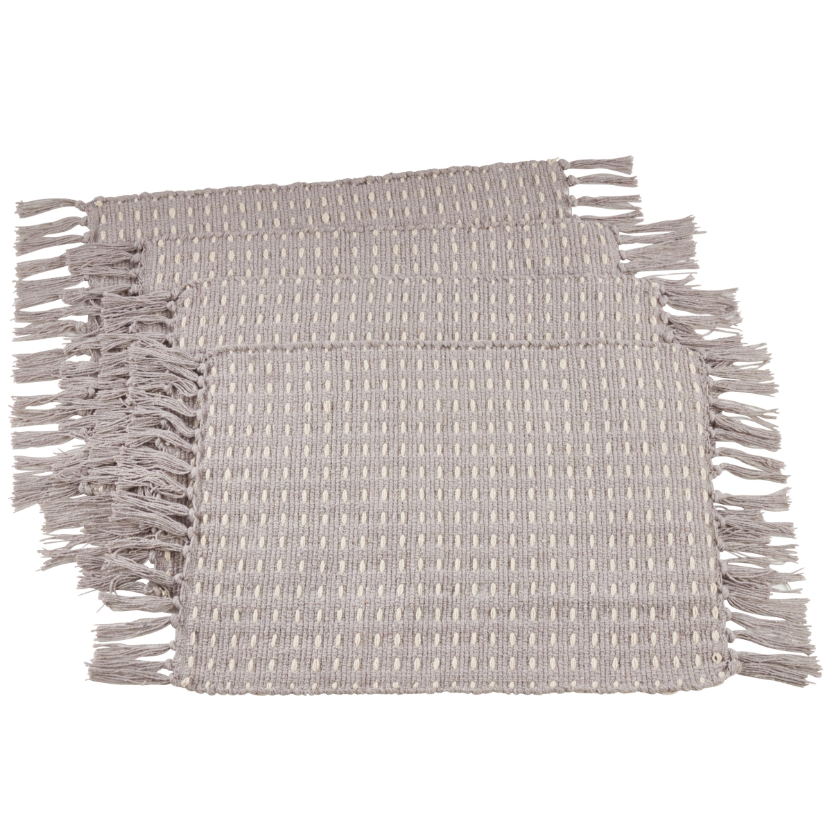 Picture of SARO 6269.GY1420B 14 x 20 in. Rectangular Cotton Placemats with Dashed Woven Design - Grey  Set of 4