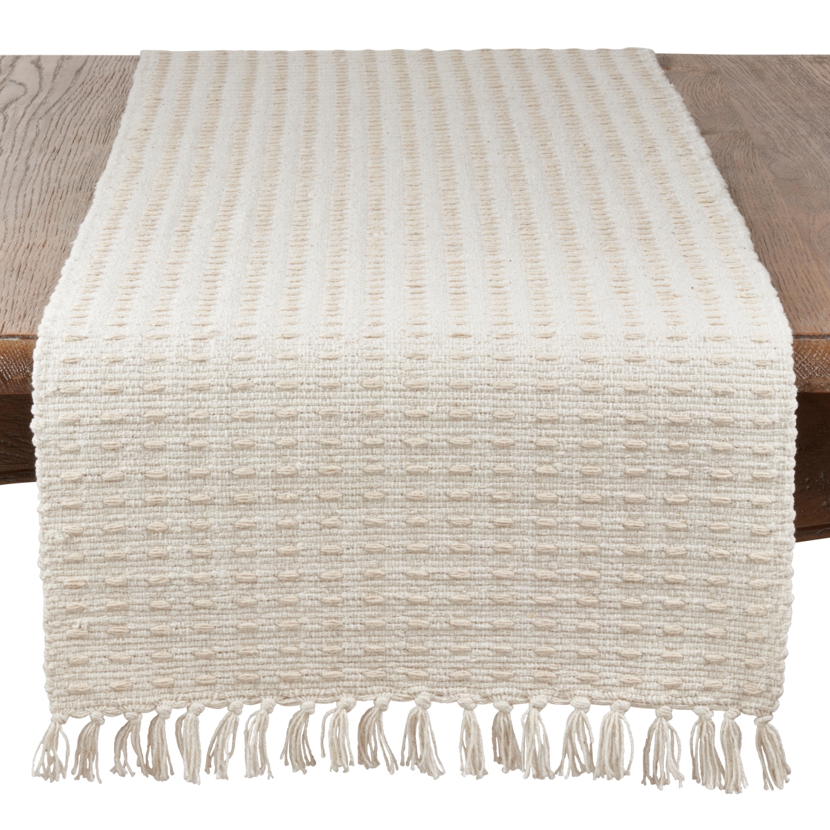 Picture of SARO 6269.N1672B 16 x 72 in. Rectangular Dashed Woven Long Table Runner - Natural