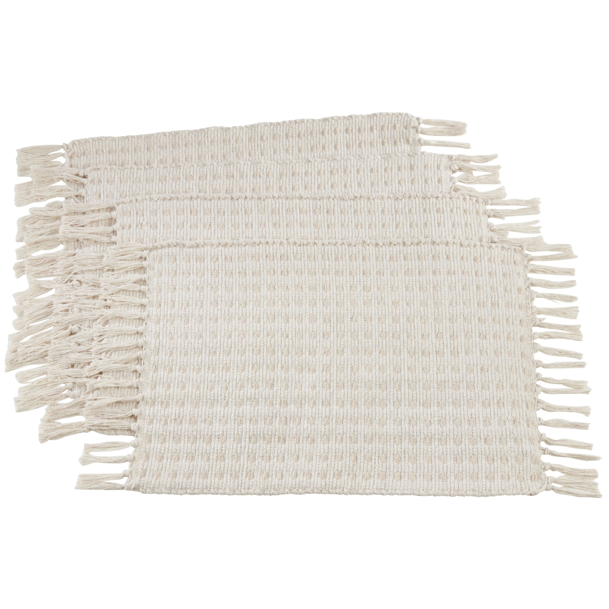 Picture of SARO 6269.N1420B 14 x 20 in. Rectangular Cotton Placemats with Dashed Woven Design - Natural  Set of 4