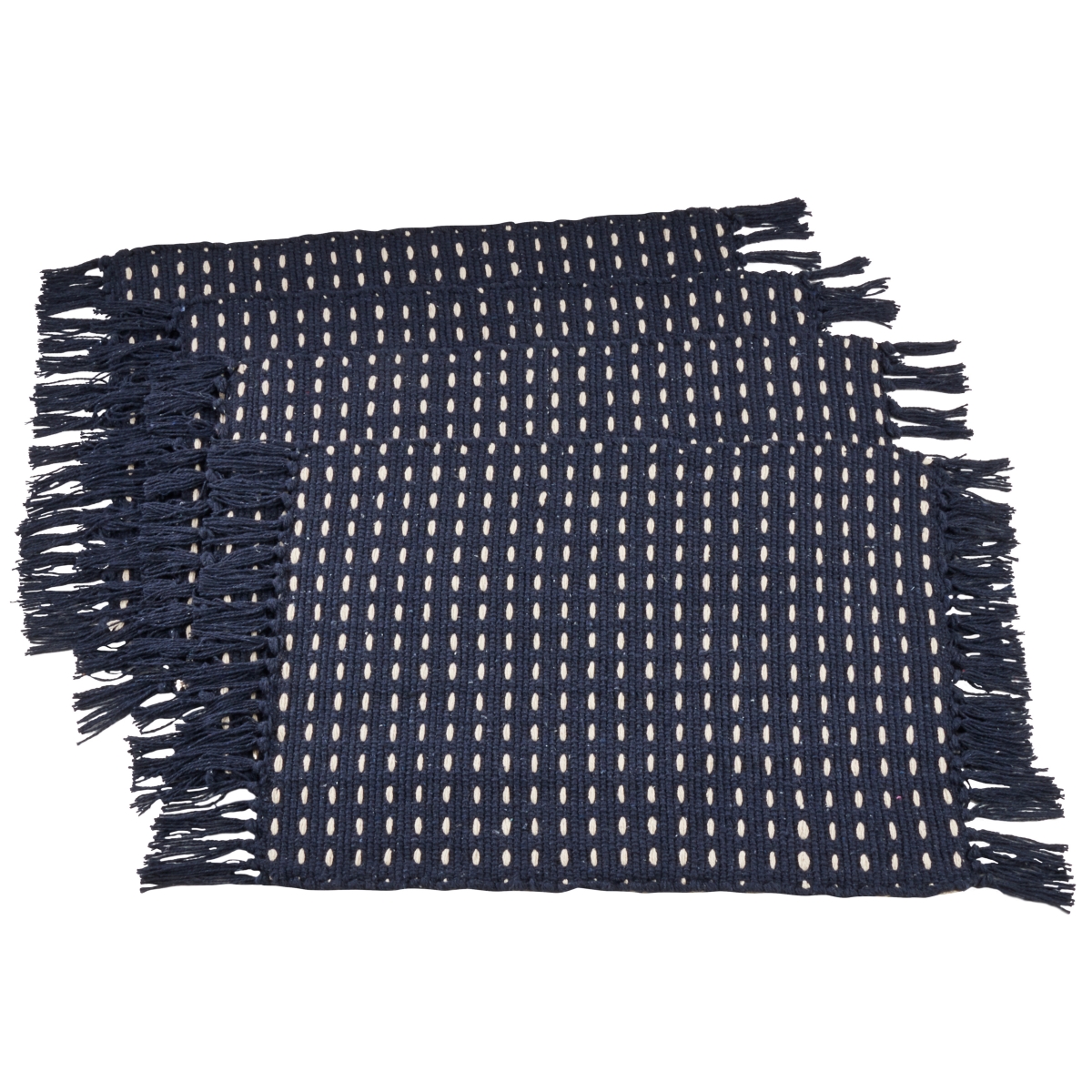 Picture of SARO 6269.NB1420B 14 x 20 in. Rectangular Cotton Placemats with Dashed Woven Design - Blue  Set of 4