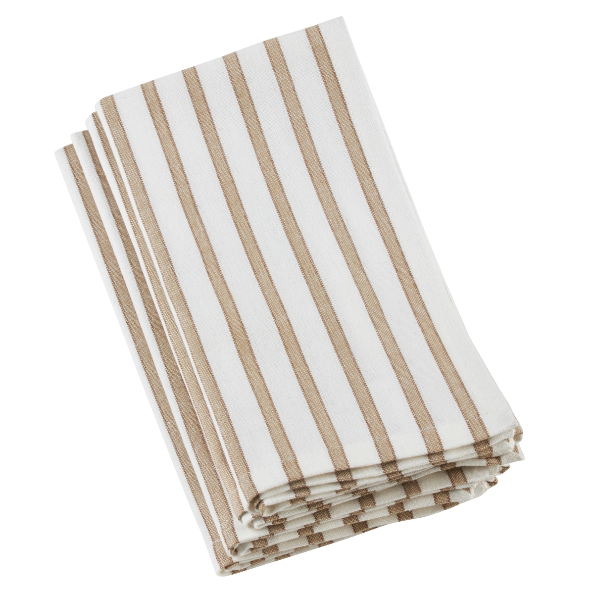SARO  20 in. Square Cotton Napkins with Cheerful Striped Design - Natural  Set of 4