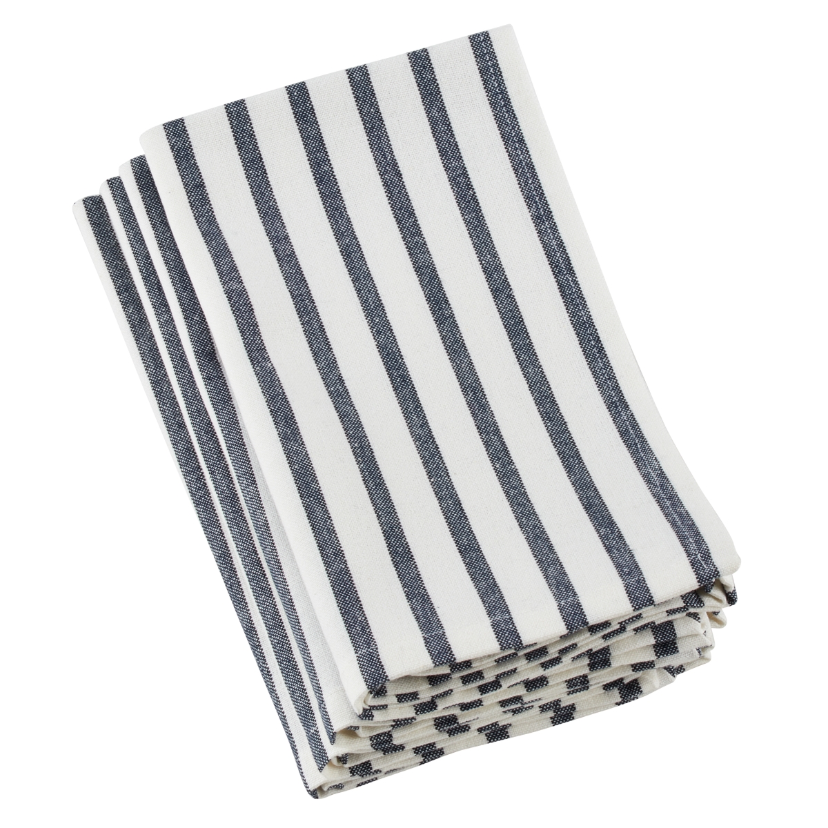 SARO 519.NB20S 20 in. Square Cotton Napkins with Cheerful Striped Design - Navy Blue  Set of 4