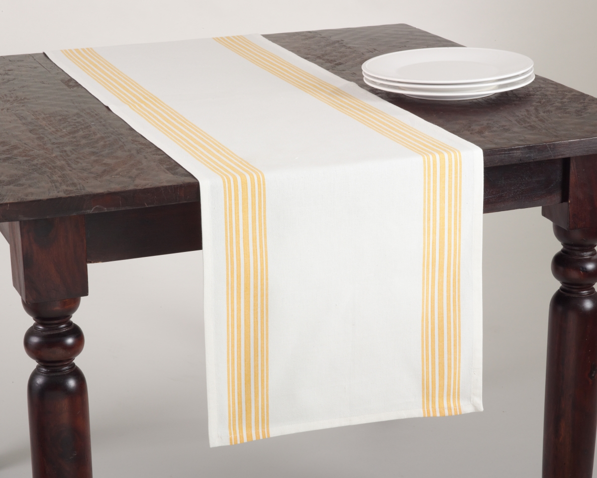 Picture of SARO 519.Y1672B 16 x 72 in. Rectangular Striped Design Table Runner - Yellow