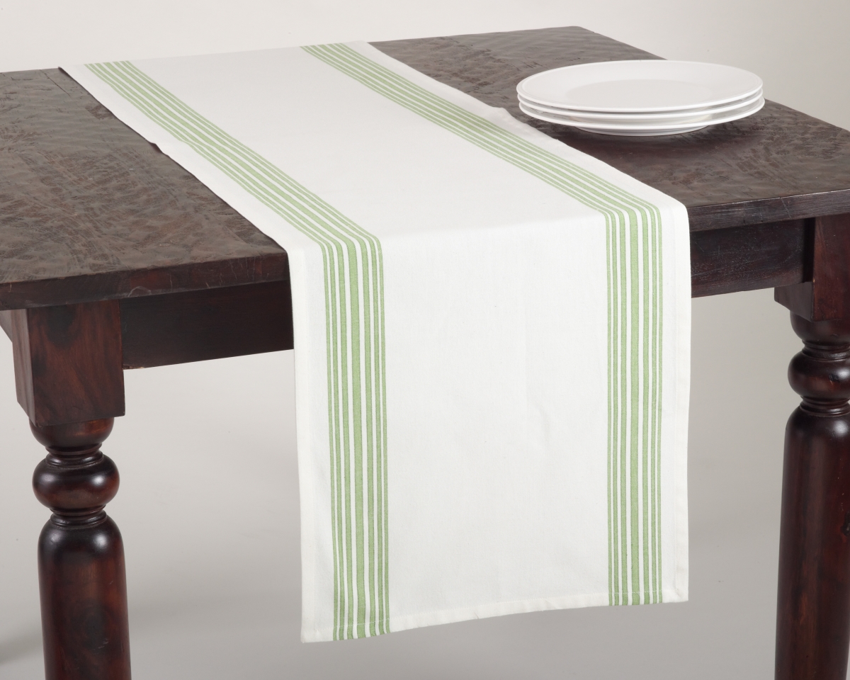 Picture of SARO 519.LM1672B 16 x 72 in. Rectangular Striped Design Table Runner - Lime