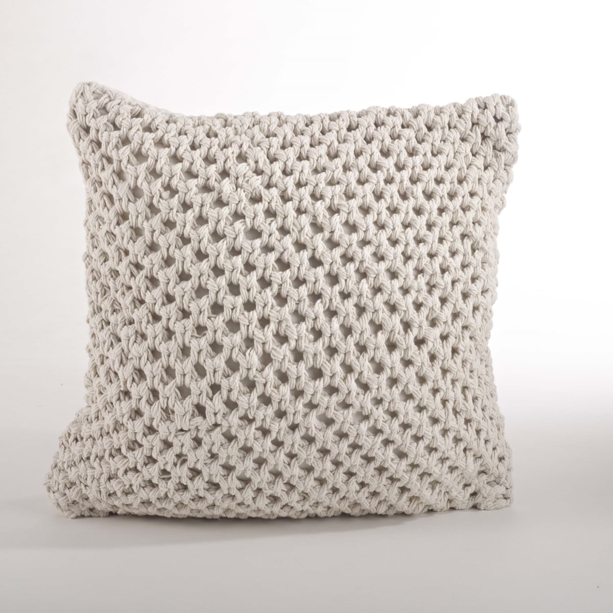 SARO  Sheridan Knitted Square Design Down Filled Pillow - Vanilla - 20in.