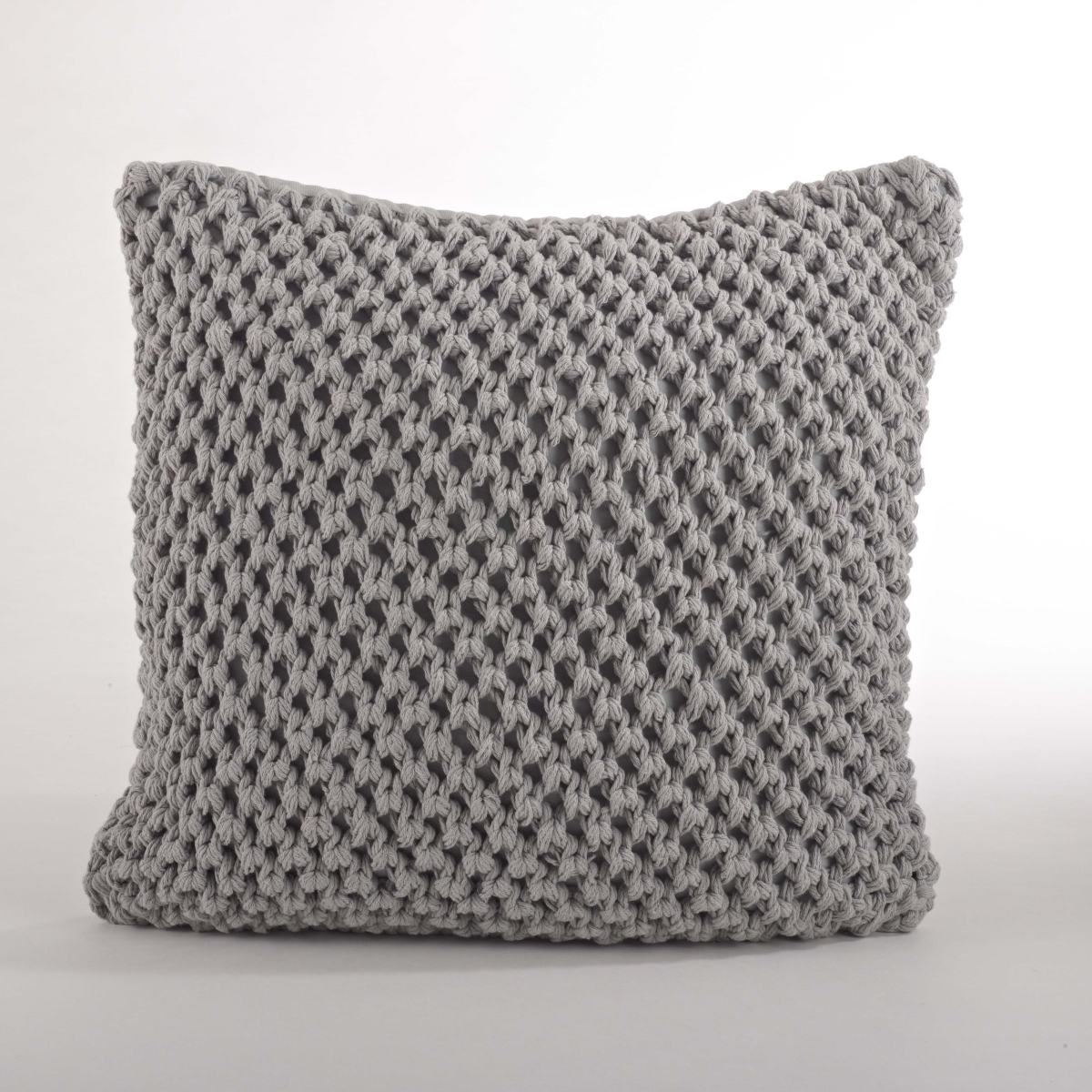 SARO  20 in. Sheridan Knitted Square Knitted Design Down Filled Pillow - Grey