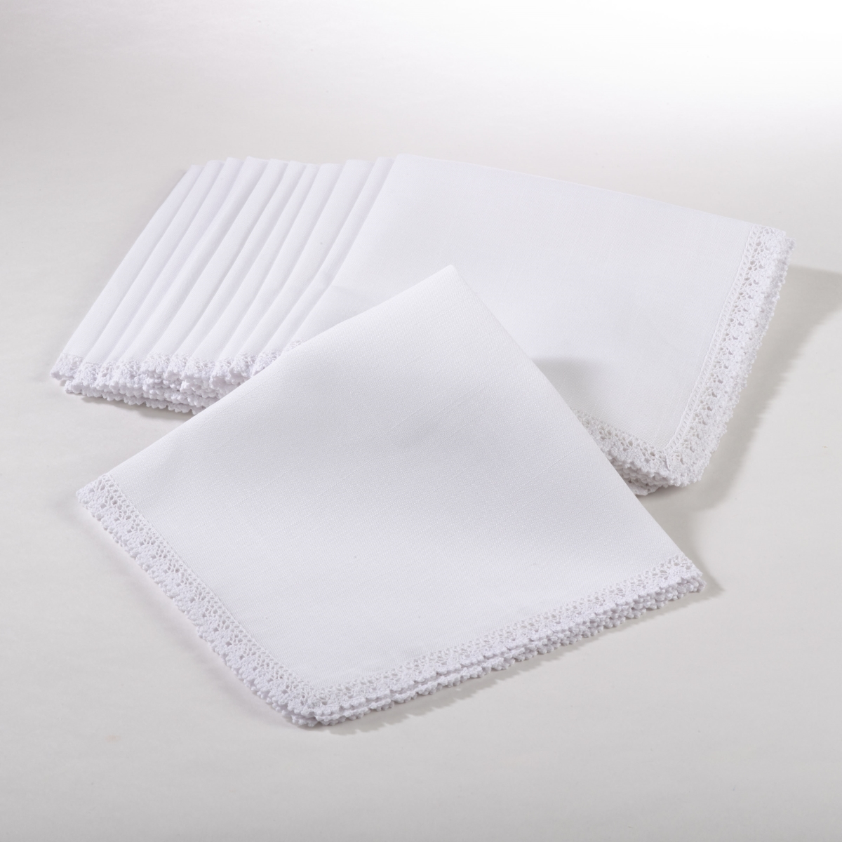 Picture of SARO 4100.W20S 20 in. Square Lace Trimmed Dinner Napkin - White  Set of 12