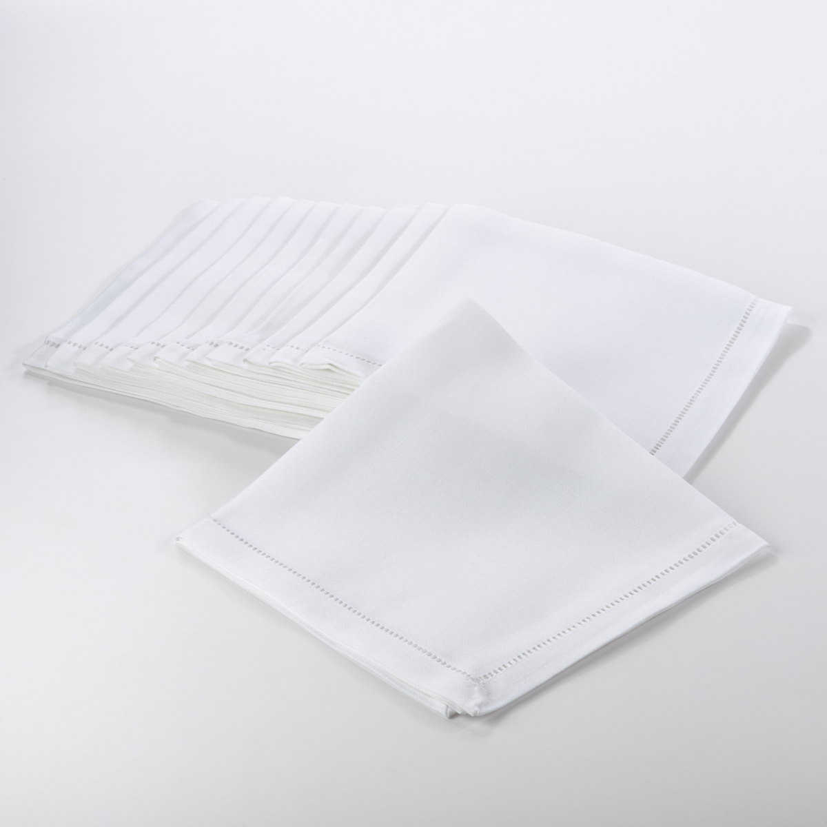 Picture of SARO 6300.W20S 20 in. Square Classic Hemstitch Border Dinner Napkin - White  Set of 12