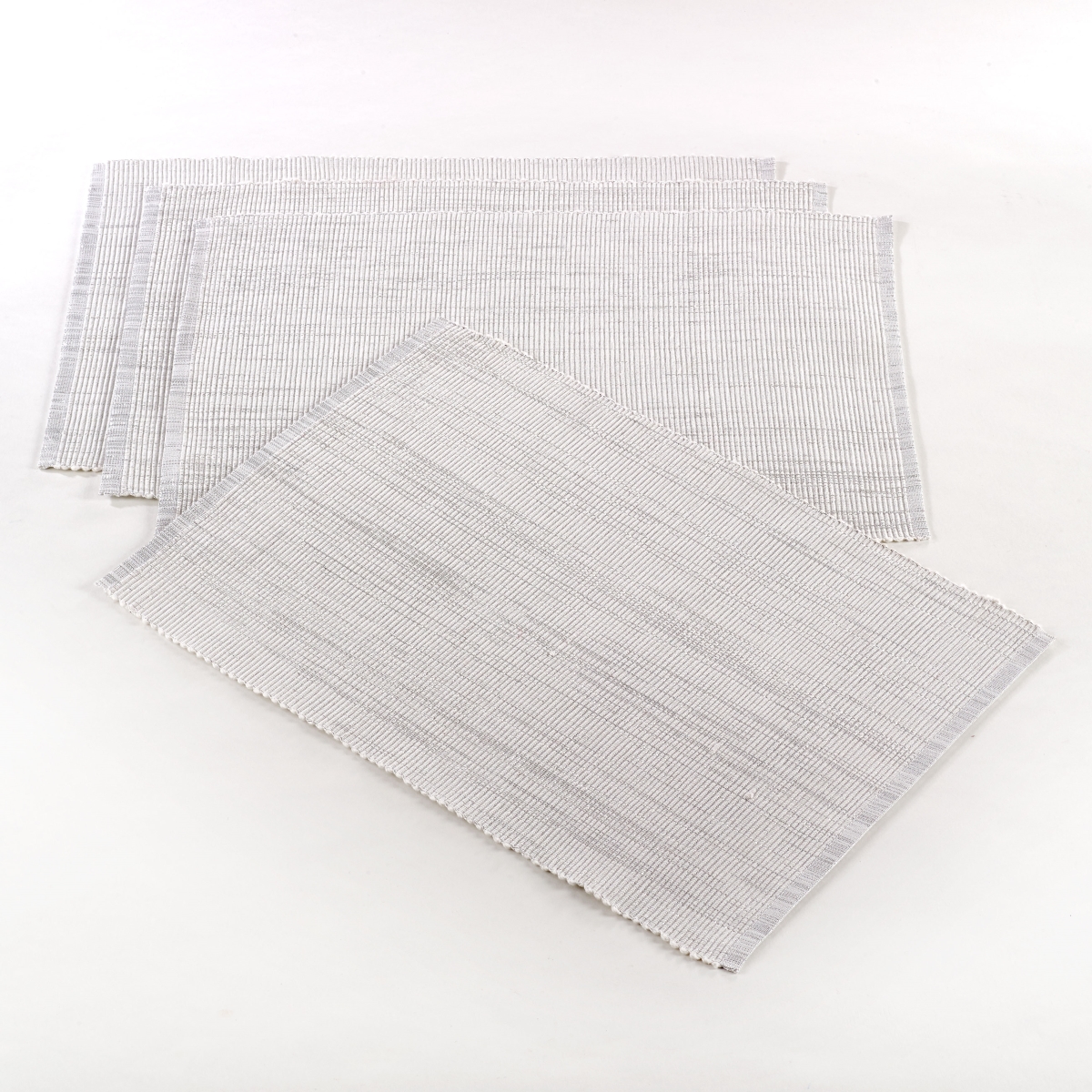 Picture of SARO 119.W1319B 13 x 19 in. Rectangular Shimmering Design Ribbed Placemat - White  Set of 4
