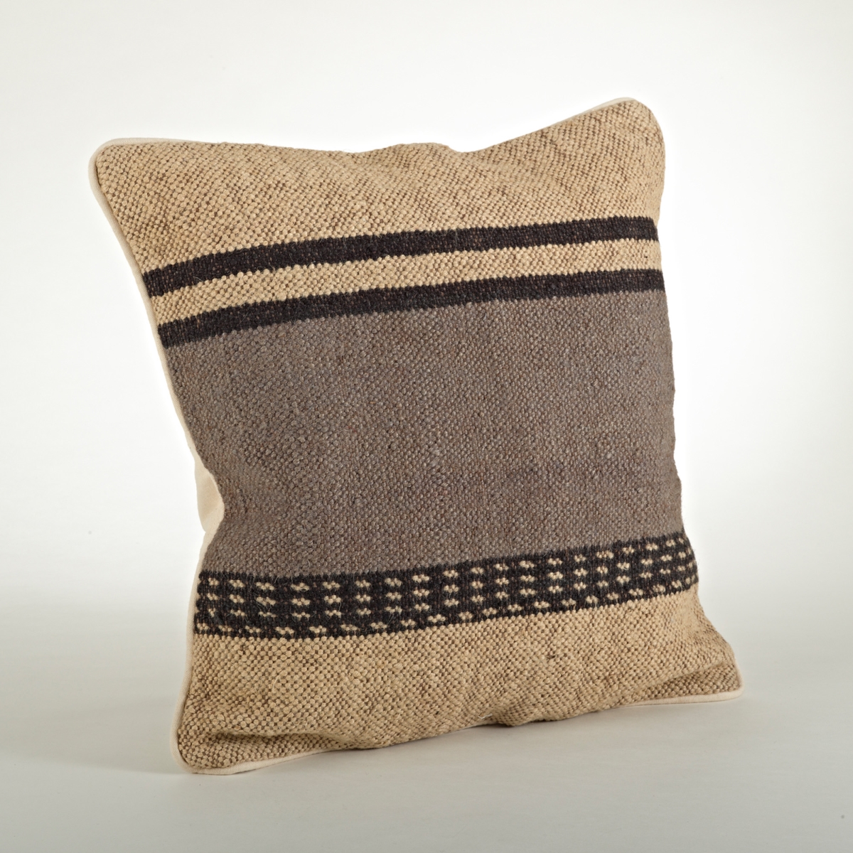 SARO  20 in. Square Kilim Design Down Filled Throw Pillow - Multi Color