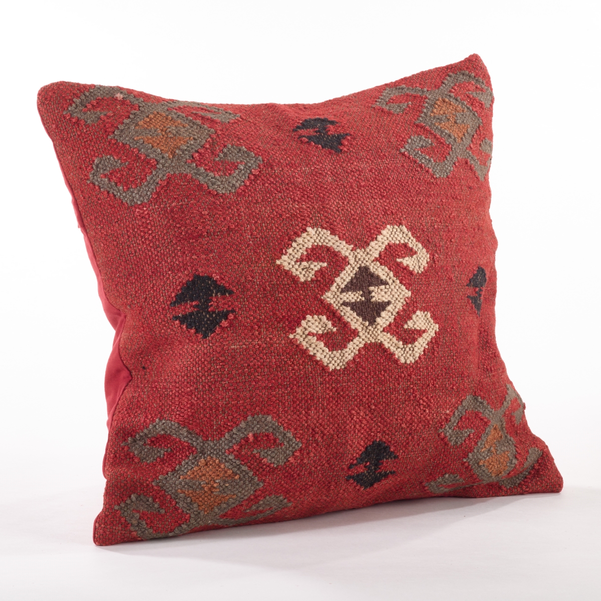 SARO 5174.M20S 20 in. Square Kilim Design Down Filled Throw Pillow - Red