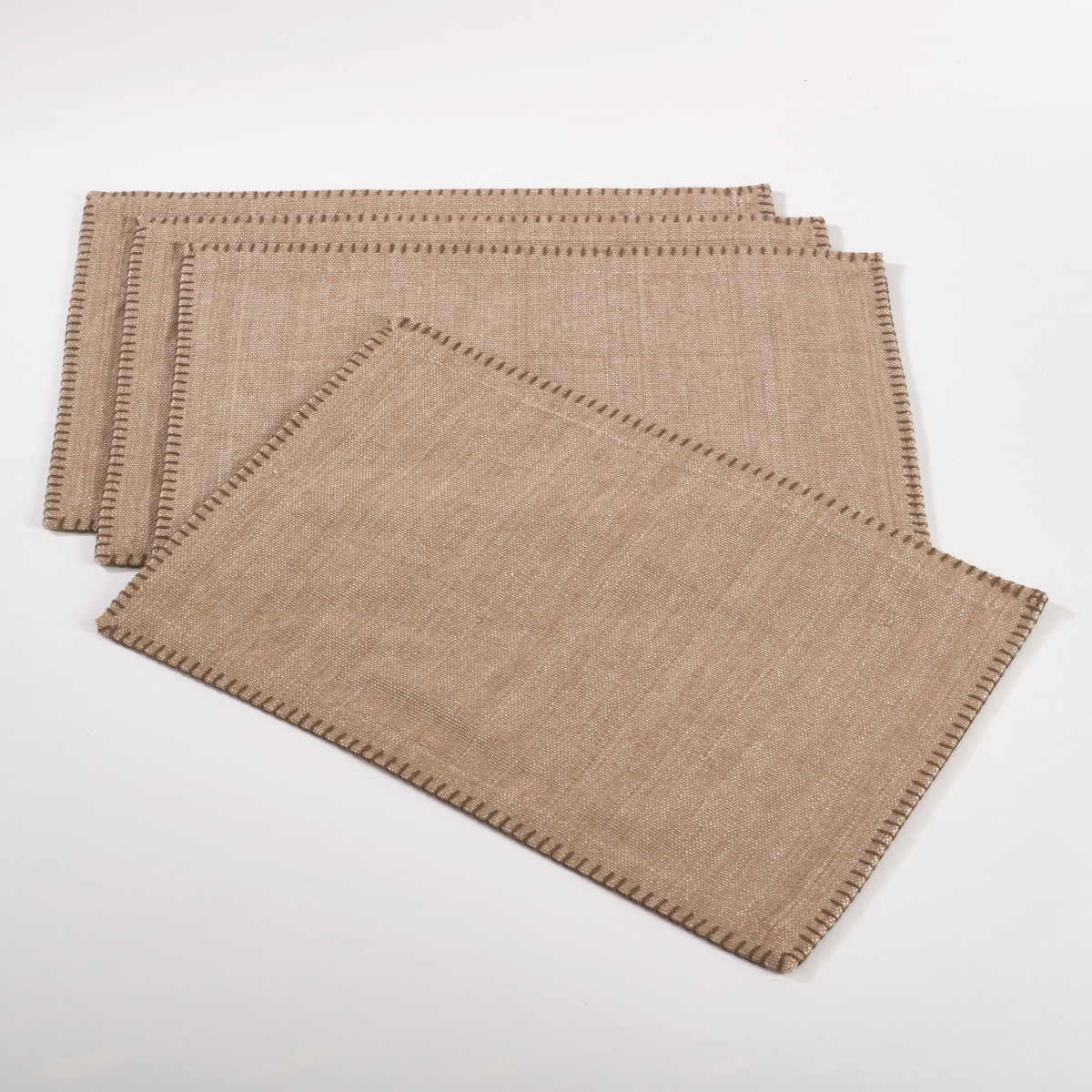 Picture of SARO 793.N1319B 13 x 19 in. Rectangular Whip Stitched Design Placemat - Natural  Set of 4
