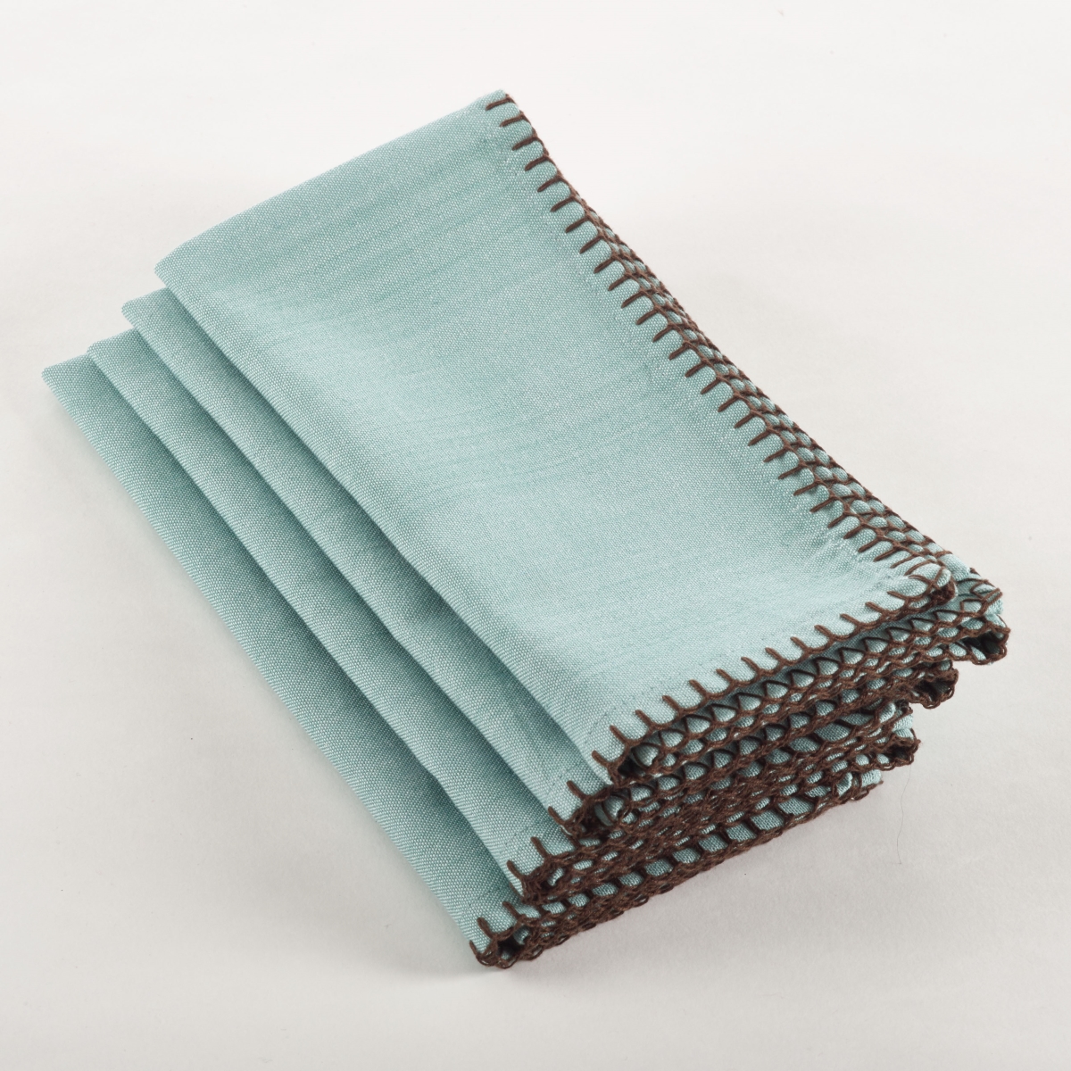 Picture of SARO 793.A20S 20 in. Square Whip Stitched Design Napkin - Aqua  Set of 4