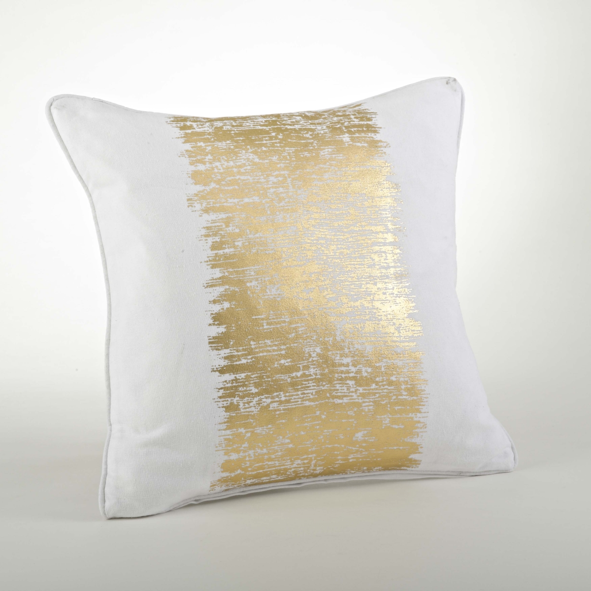 SARO  20 in. Square Metallic Banded Design Pillow - Gold