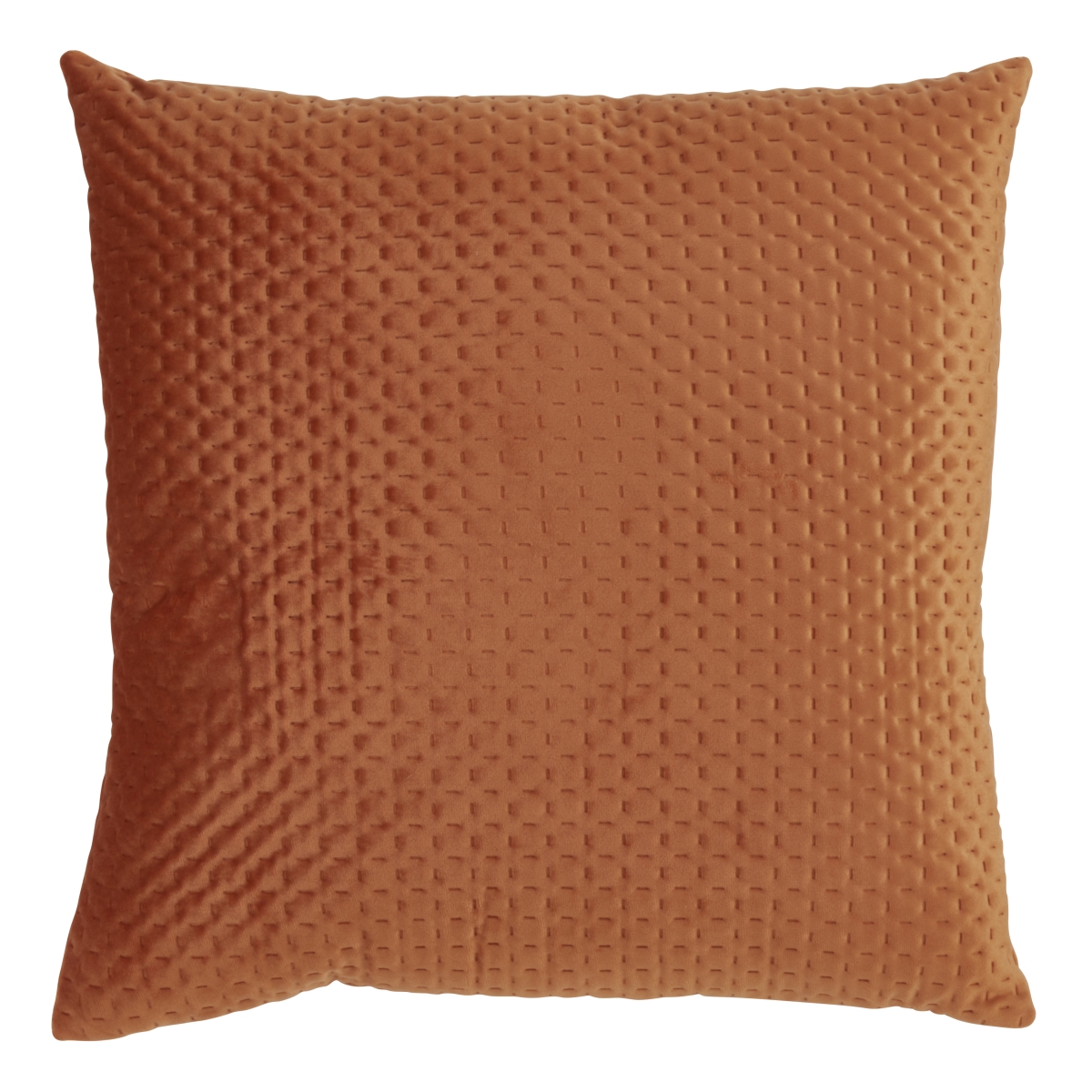 18 in. Square Poly Filled Pinsonic Velvet Throw Pillow - Rust