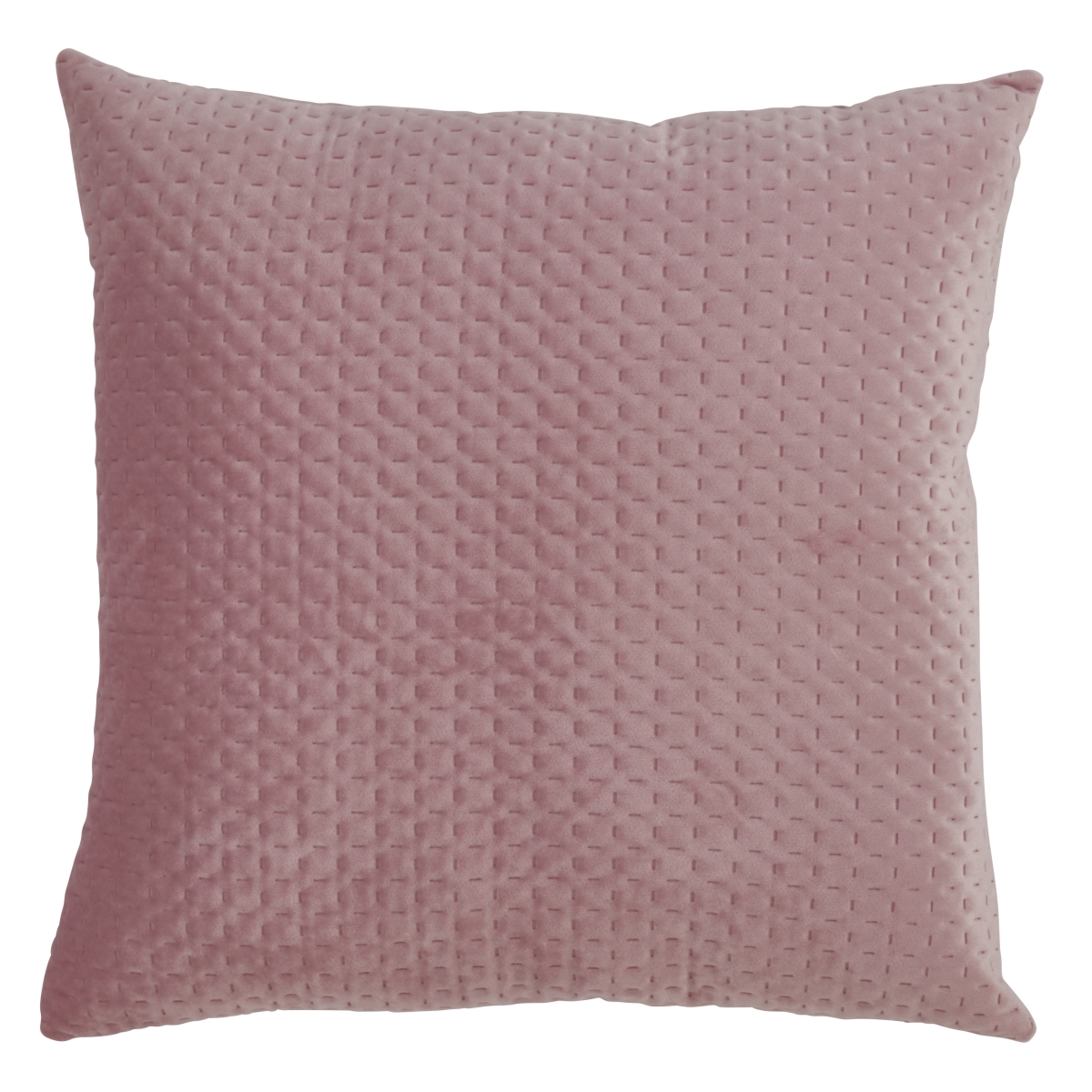 SARO  18 in. Square Poly Filled Pinsonic Velvet Throw Pillow - Rose
