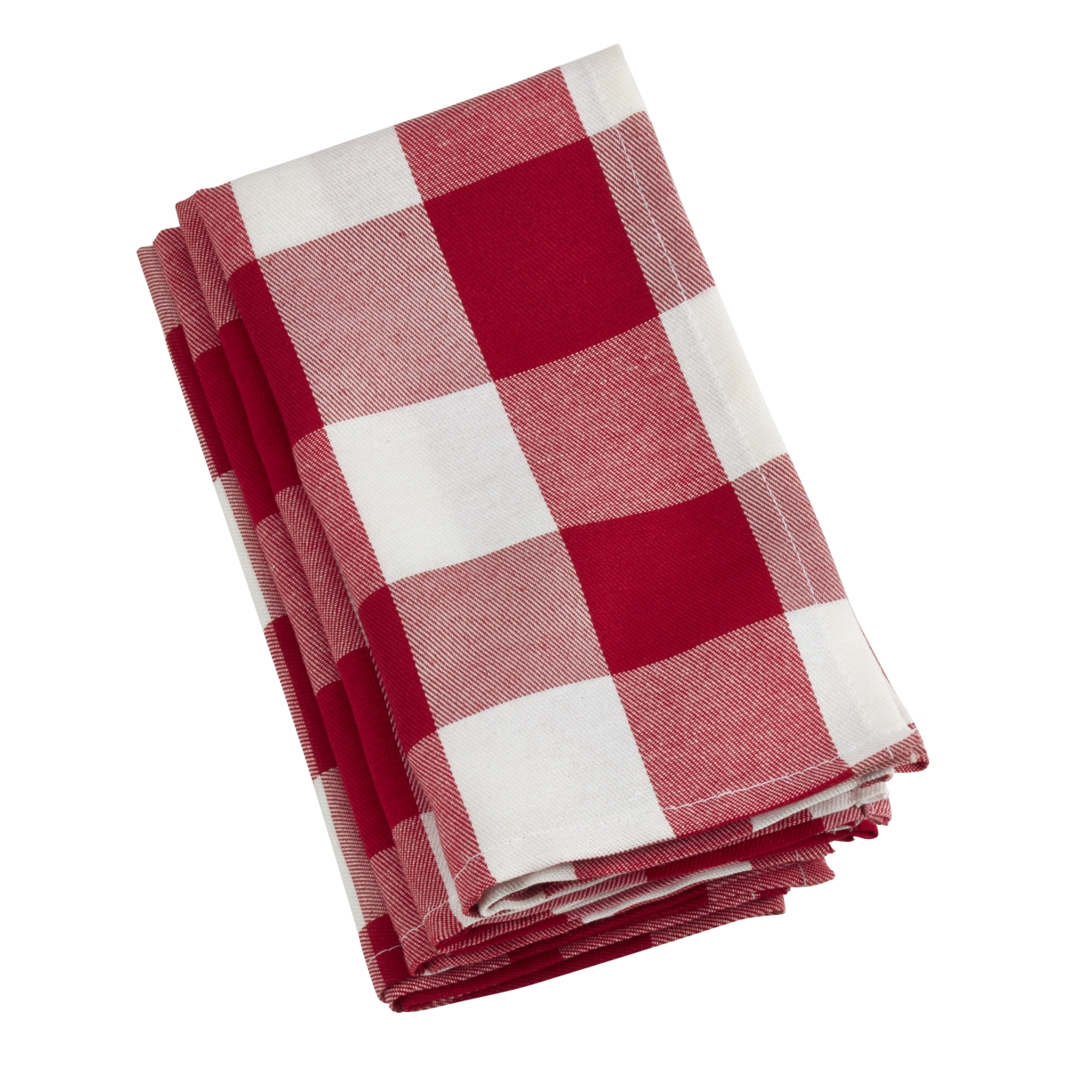 Picture of SARO 5026.RW20S 20 in. Square Buffalo Plaid Check Pattern Design Cotton Napkins - Red &amp; White  Set of 4